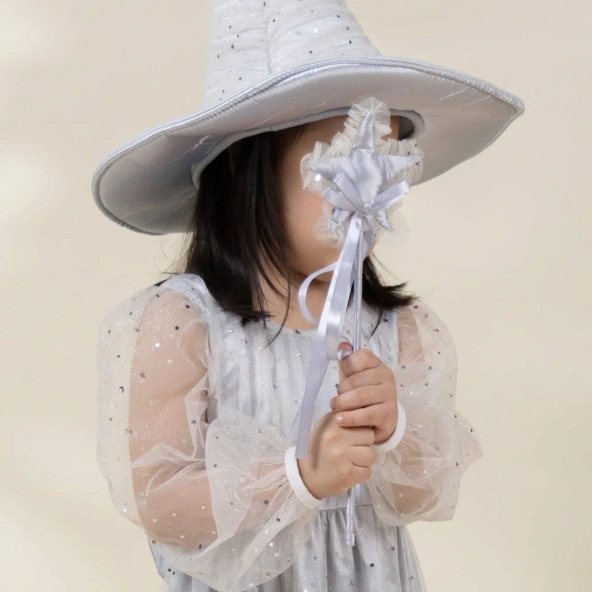Role Play Dress-Up Silver Star  Wand with Frill