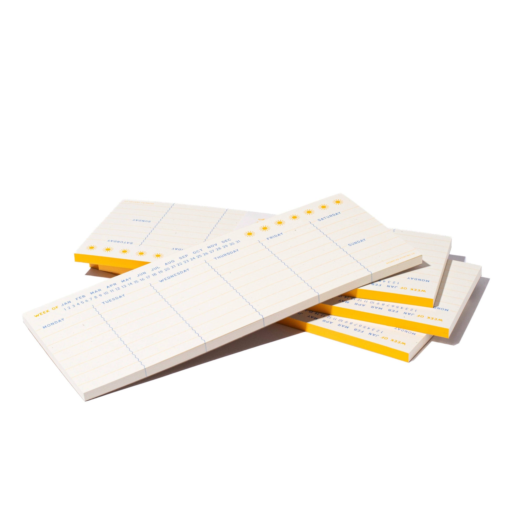 Stack of checkbooks with yellow flags on a white background