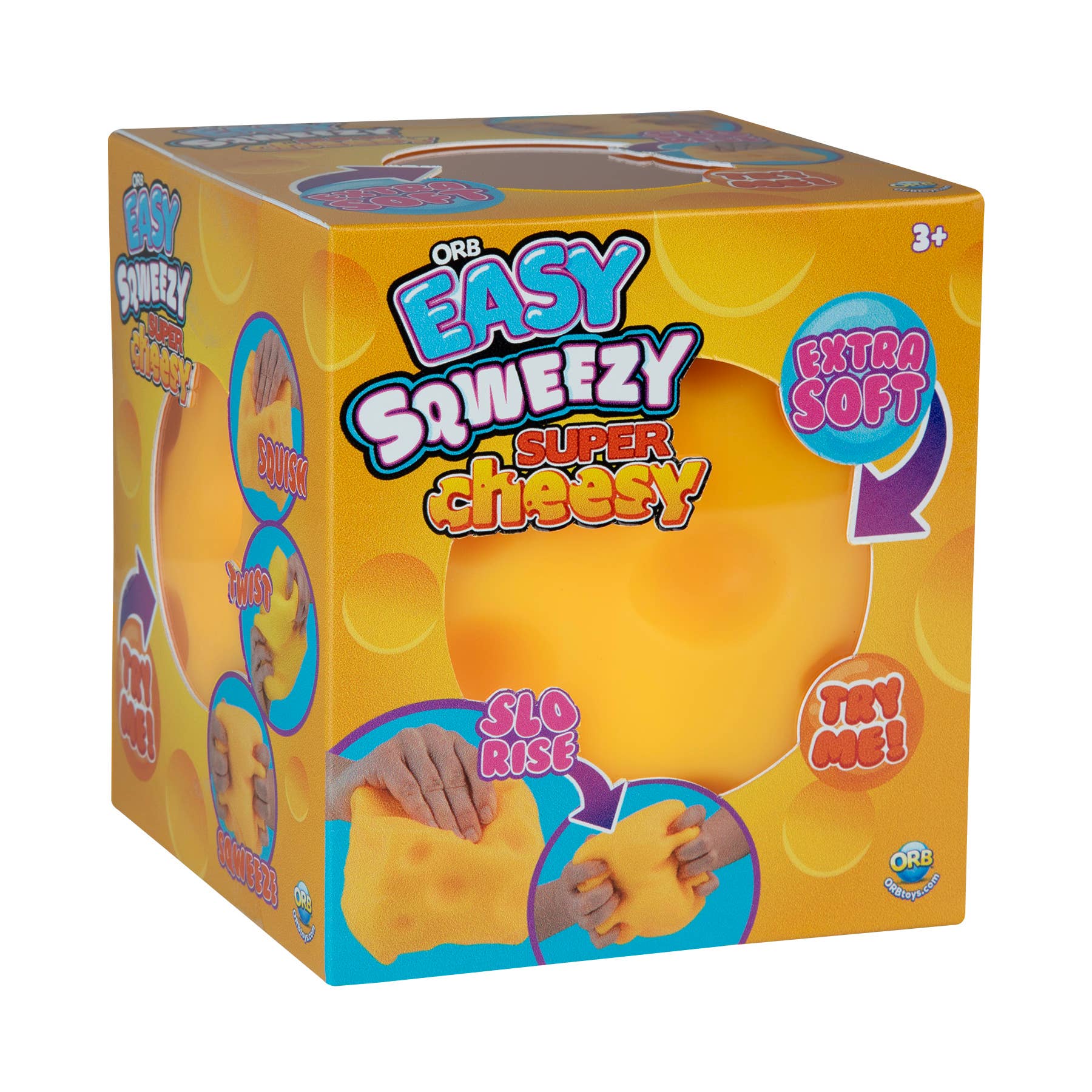 Box of Orb Easy Squeezy Super Cheesy toy on a white background