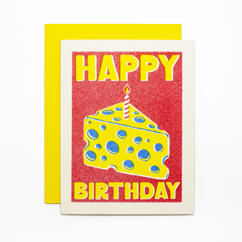 Cheesy Happy Birthday - Risograph Card