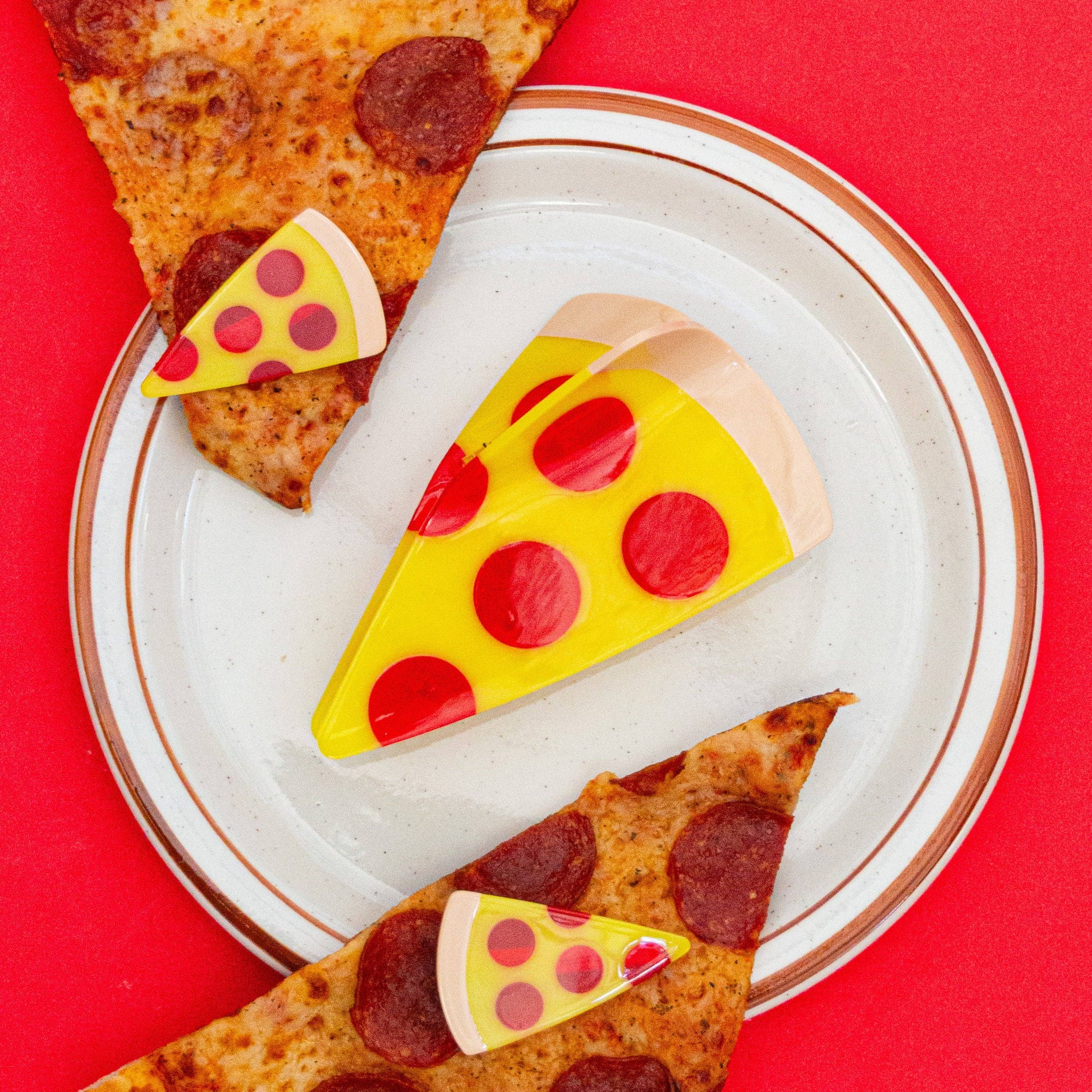 Pizza Alligator Hair Clip Set
