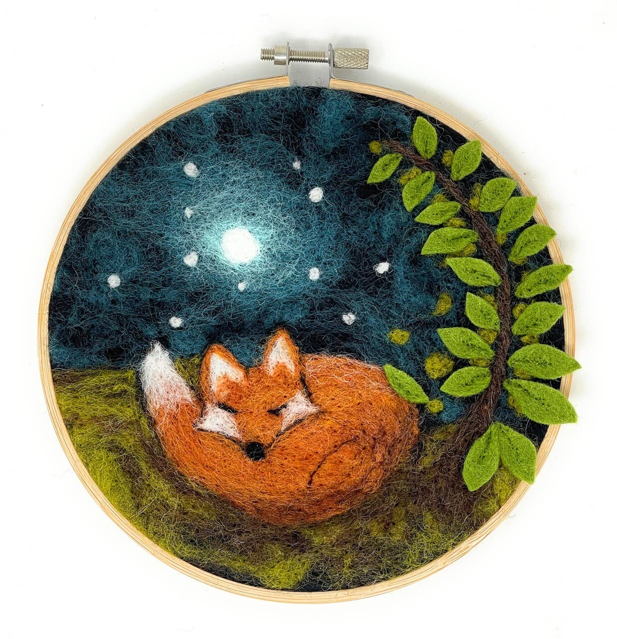 Paint with Wool: Sleepy Fox in a Hoop Needle Felt Craft Kit