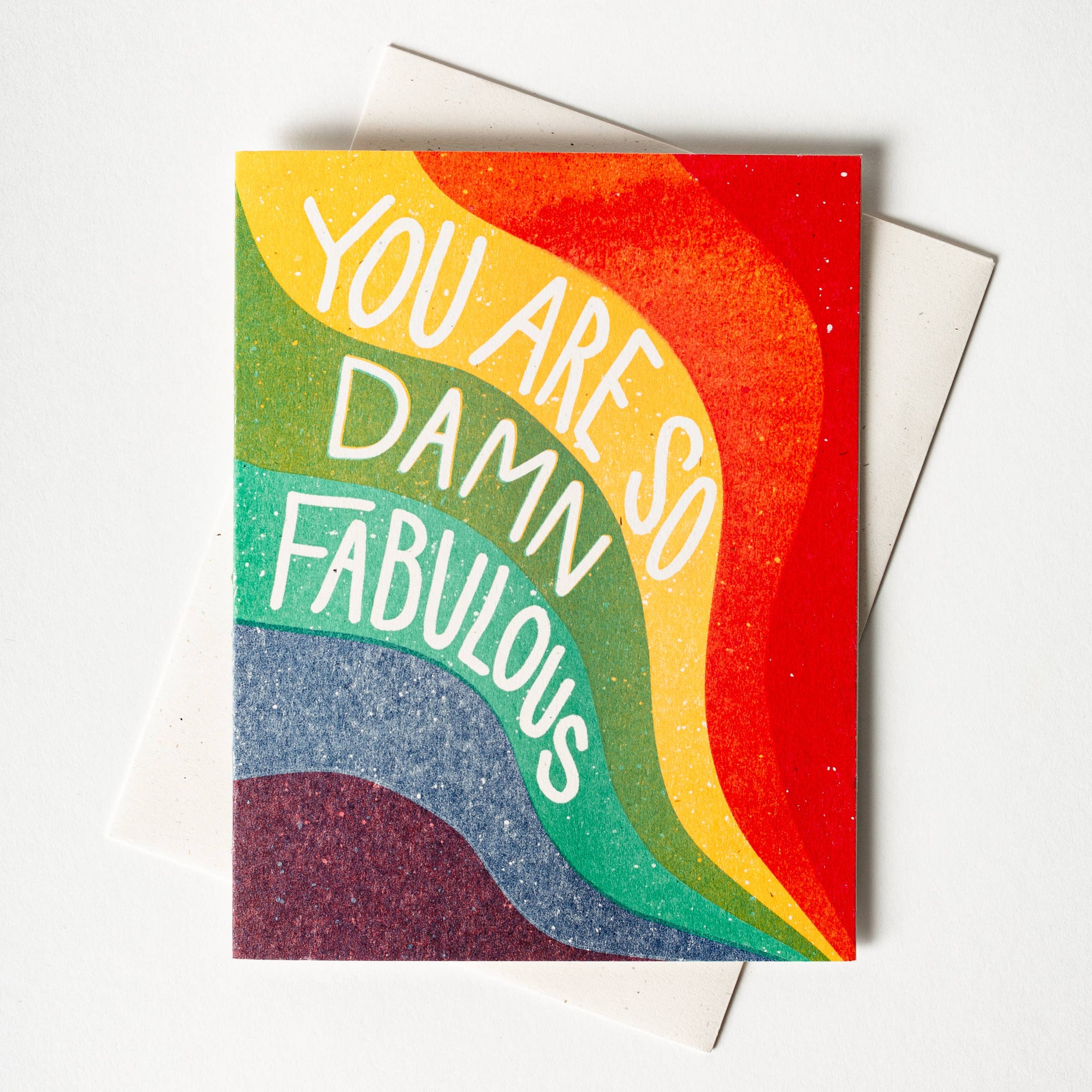 So Damn Fabulous Rainbow - Risograph Card -hello