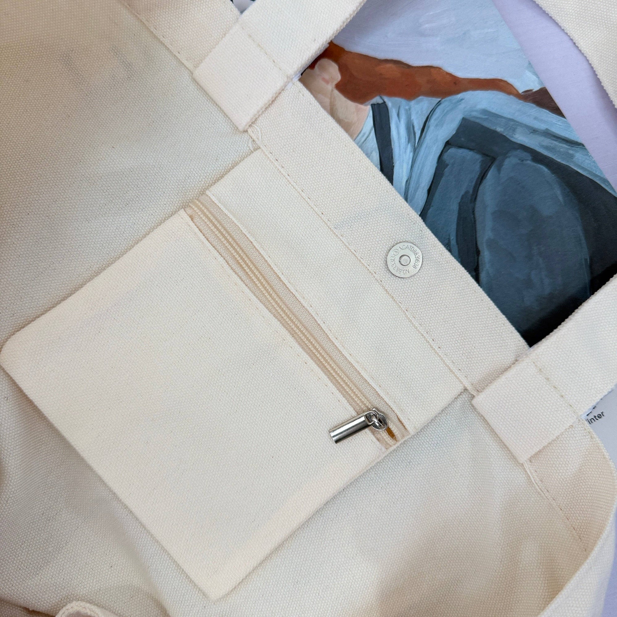 Large white canvas tote bag