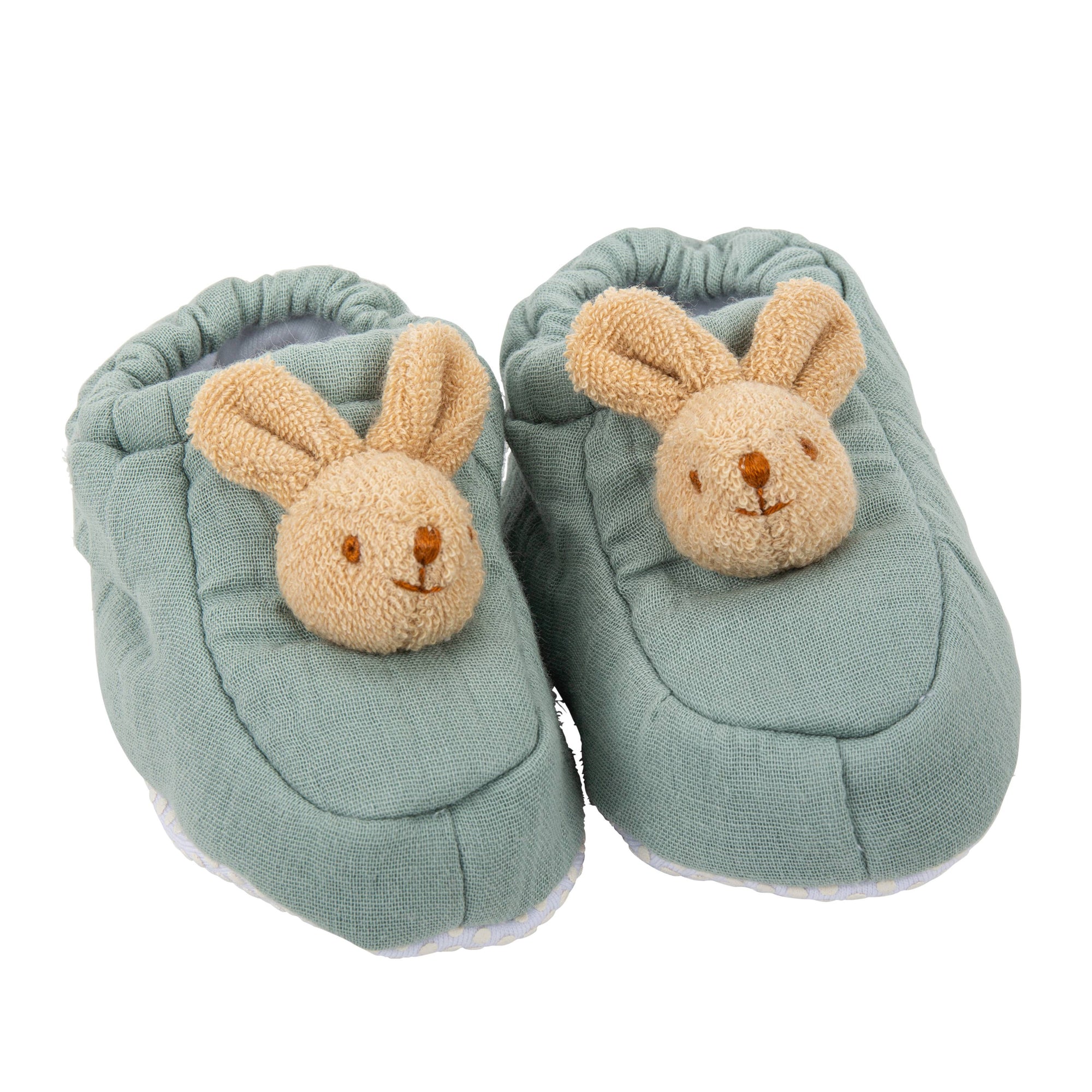 Organic Celadon Cotton Rabbit Slippers