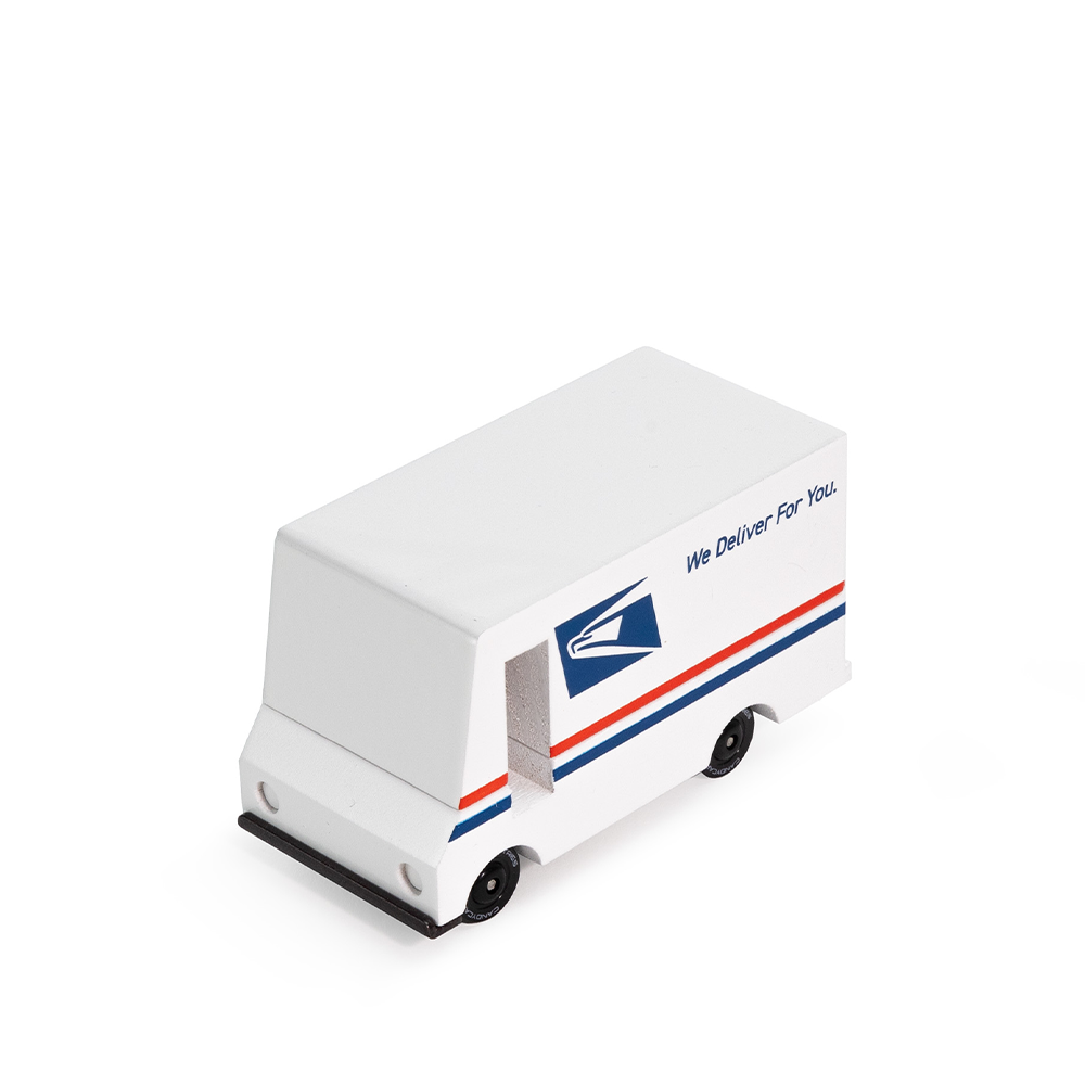 Model of a USPS delivery van on a white background