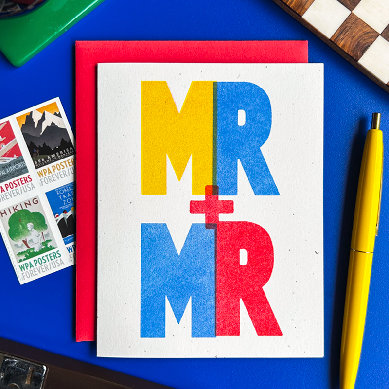 MR + MR Block Letters - Risograph Card