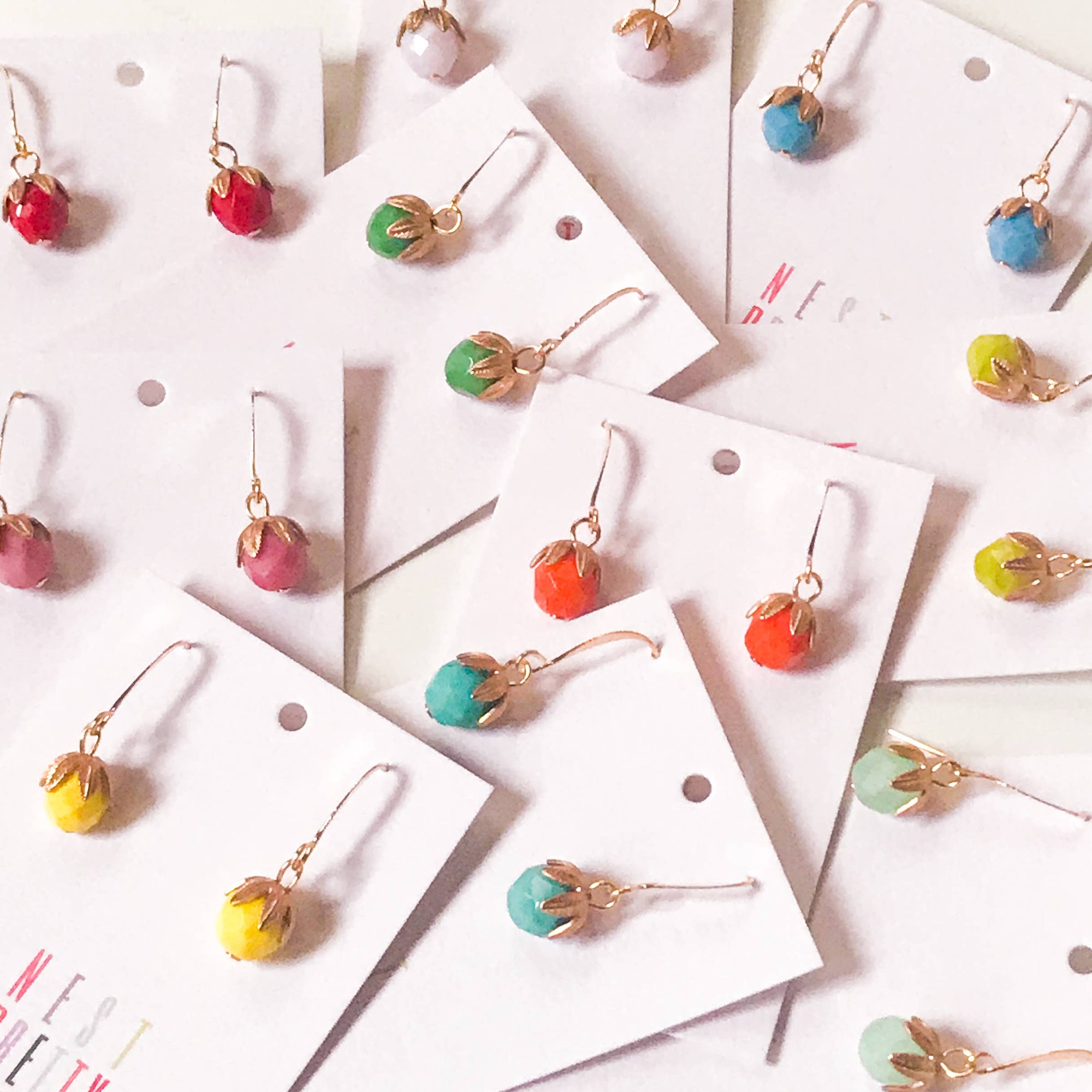 Small Colorful Glass Dangle Earrings
