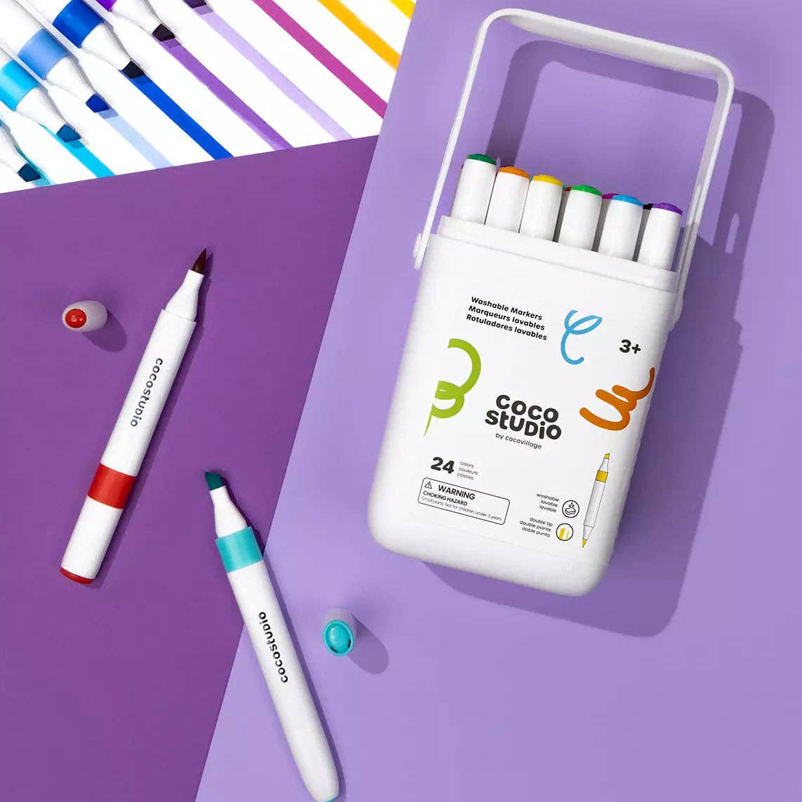 Washable Dual Tip Markers Set - 24 colors