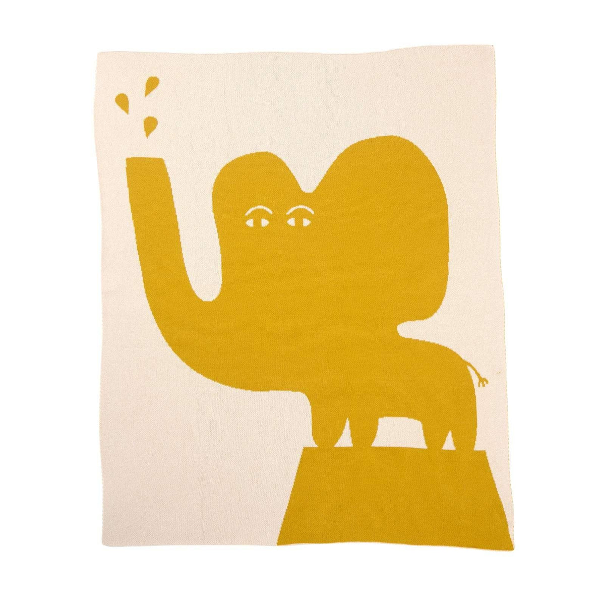 Yellow elephant design on a beige background