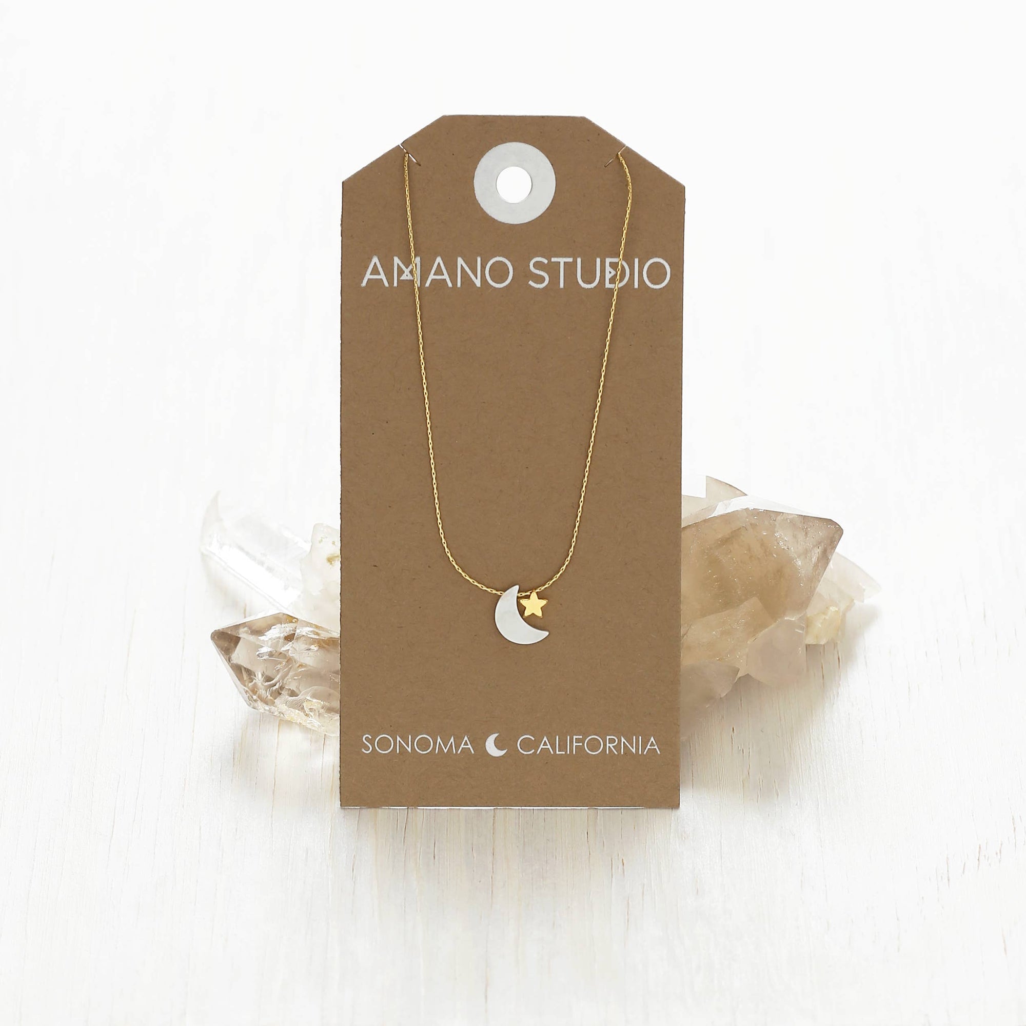 Mother of Pearl Moon + Star Necklace