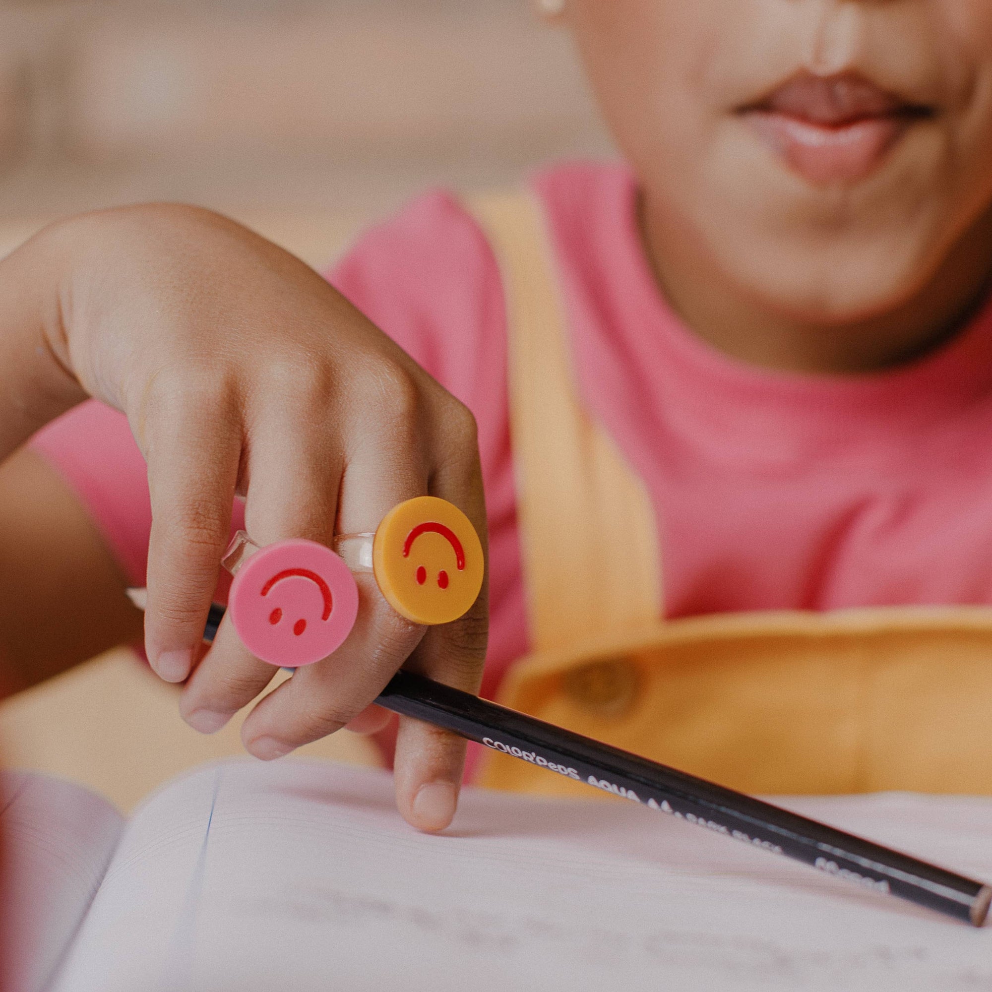 Happy Face Pencils Apple Rings