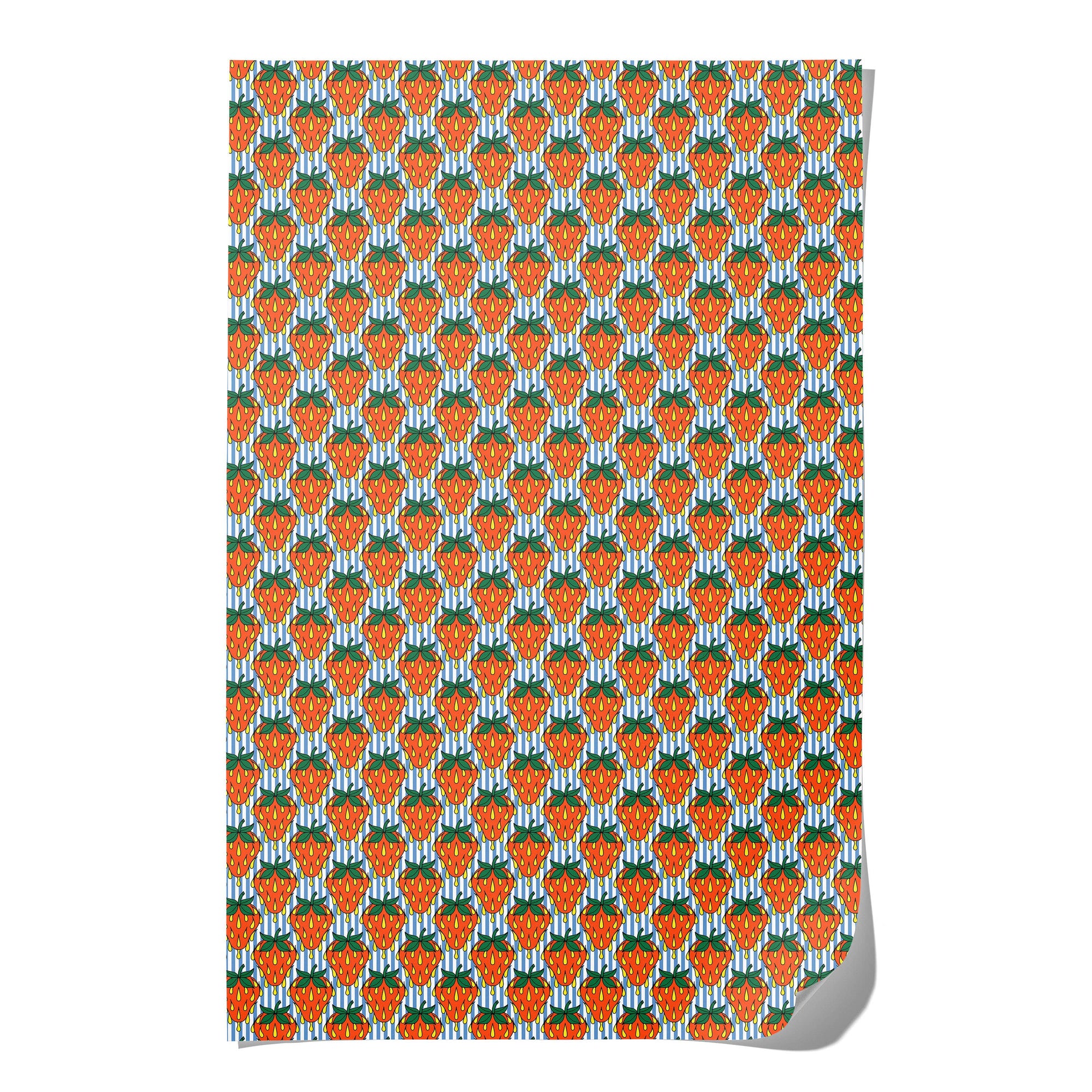 sheet with a strawberry pattern on a white background