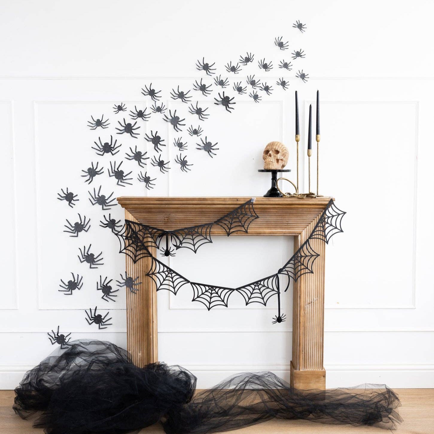 Glittered Halloween Wall Spider Decorations