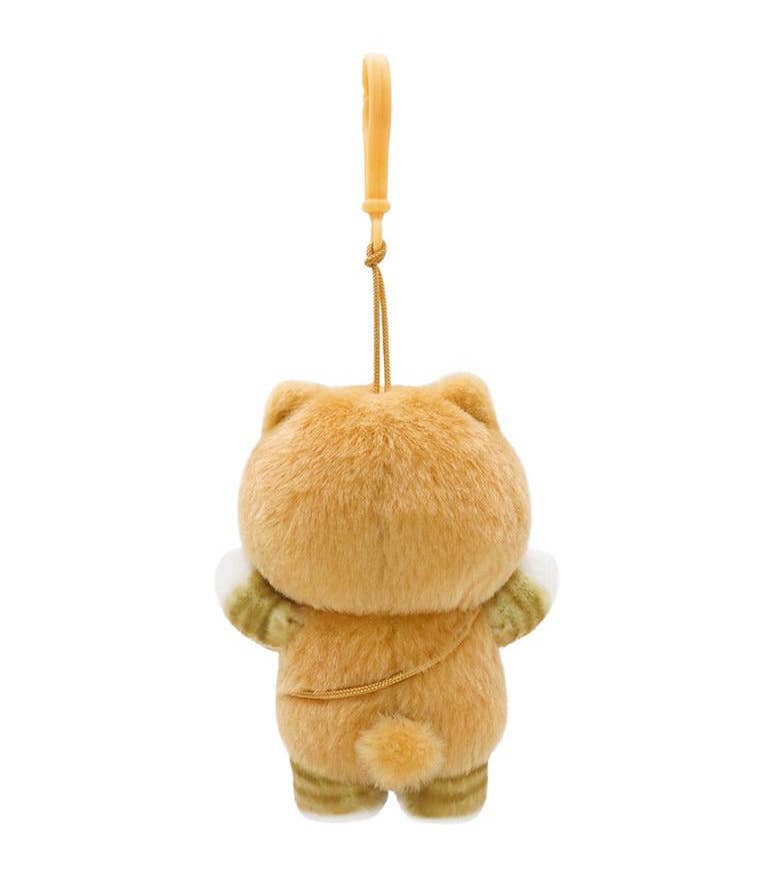 Plush keychain of a cat-like character with a white background