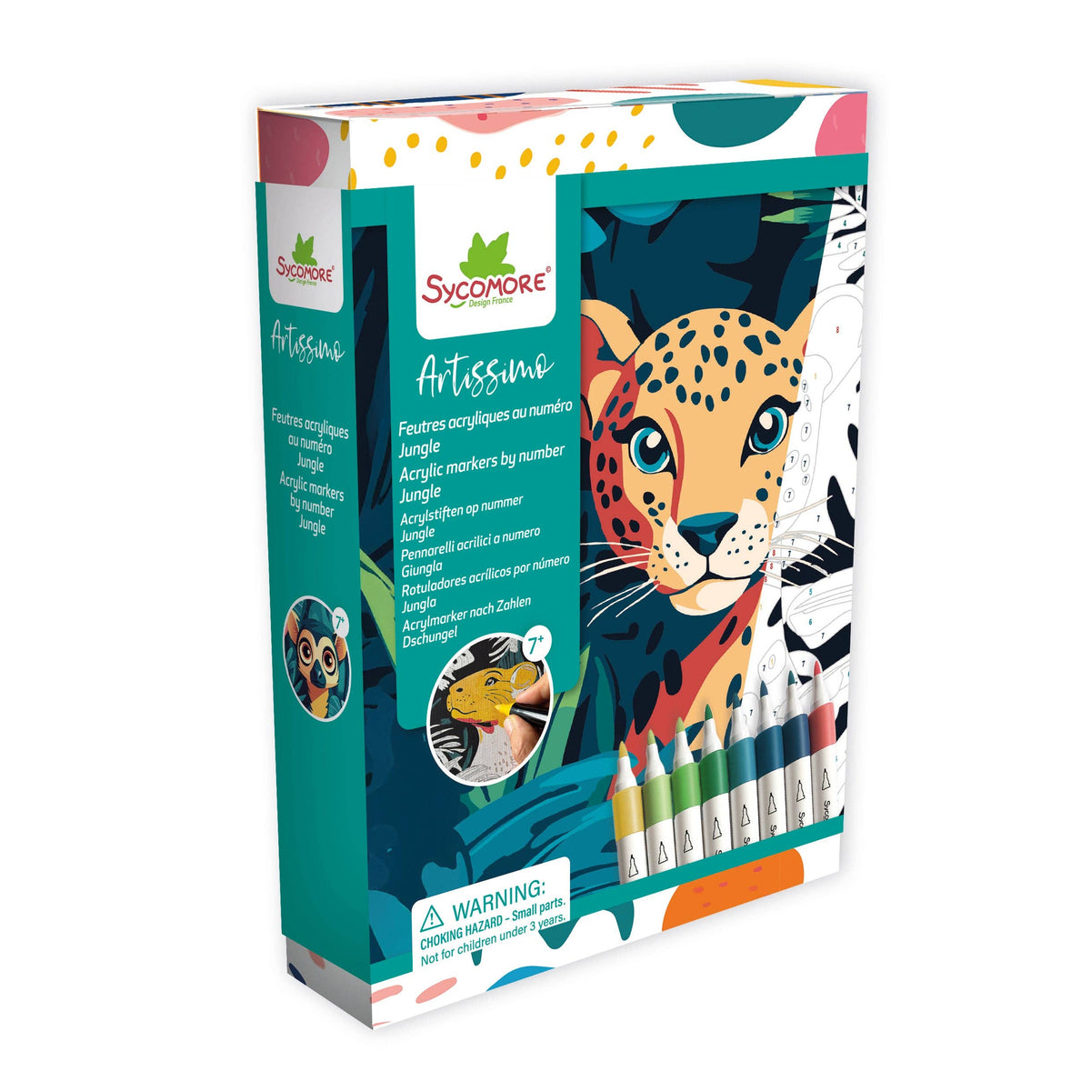 Sycamore Artissimo coloring book with leopard illustration on a white background