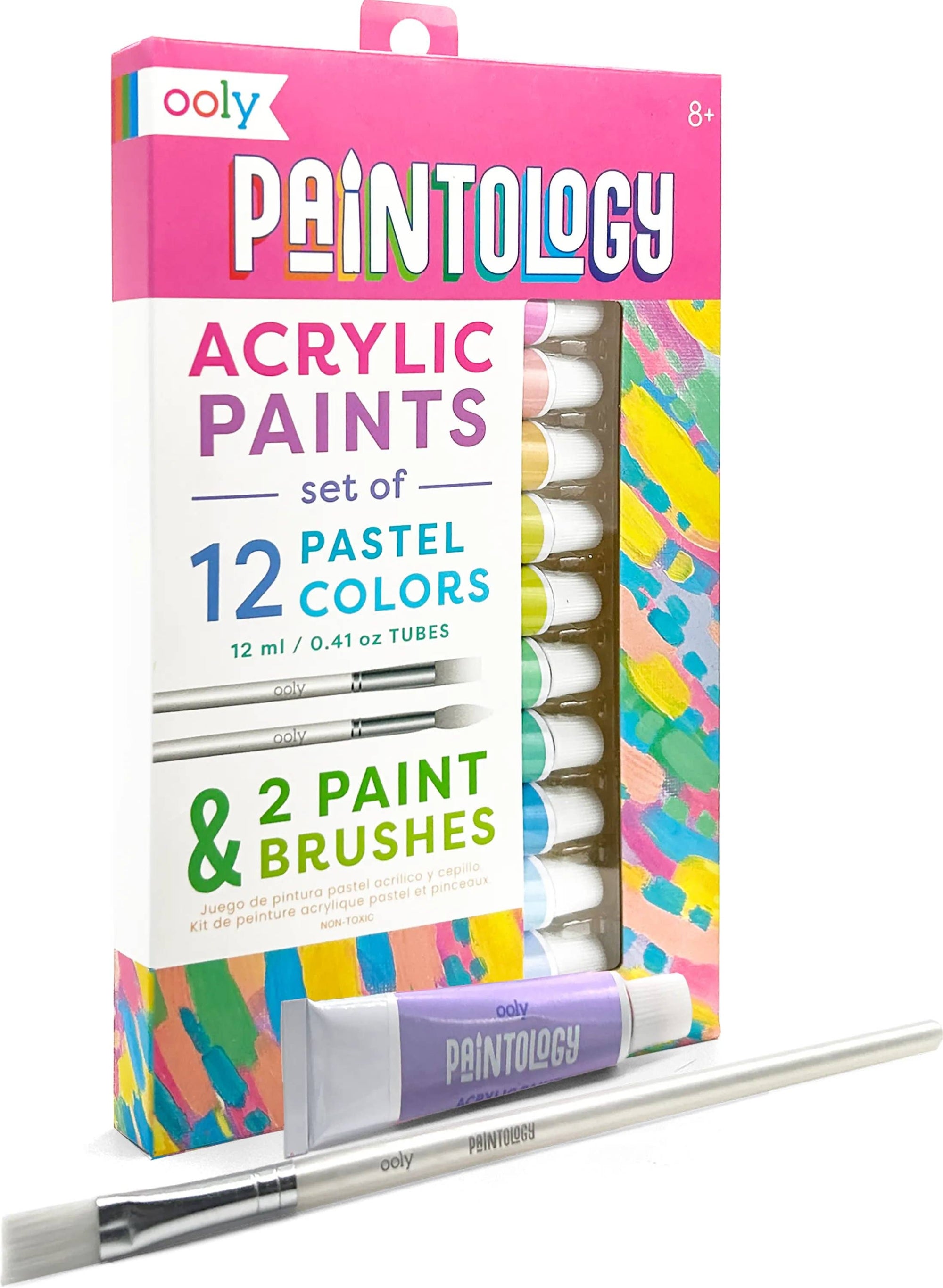 Pastel Paintology Acrylic Paints + 2 Brushes