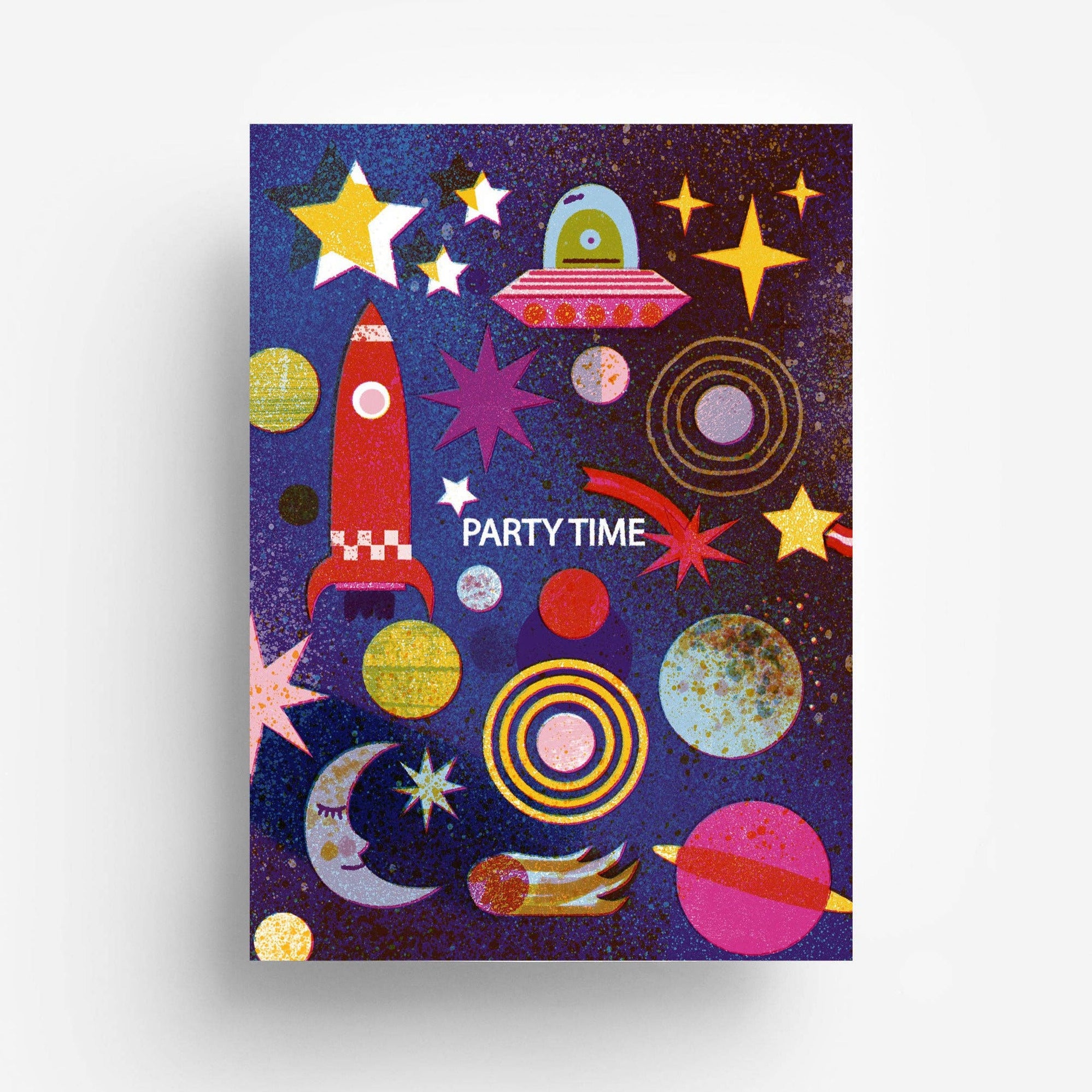 Outer Space Party Postcard -Barbara Dziadosz