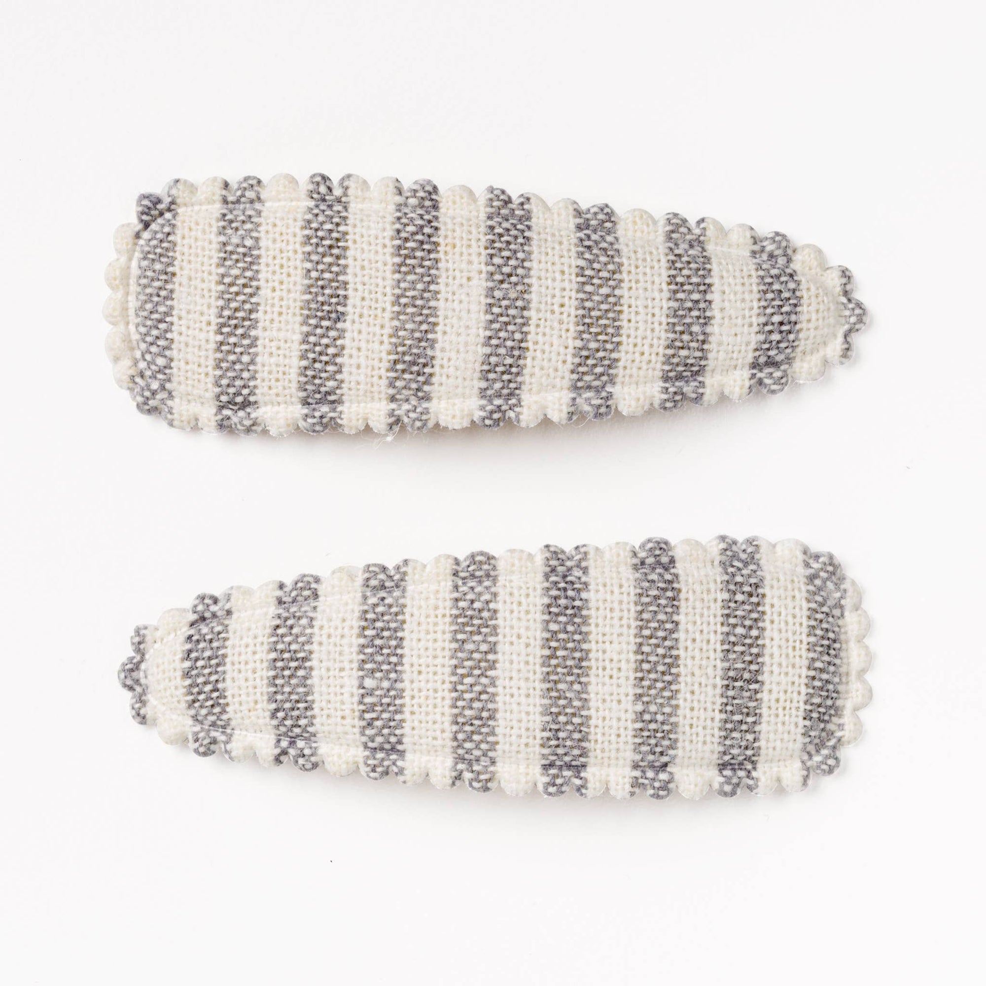 Aubrey Linen Gray Stripe Fabric Hair Clips