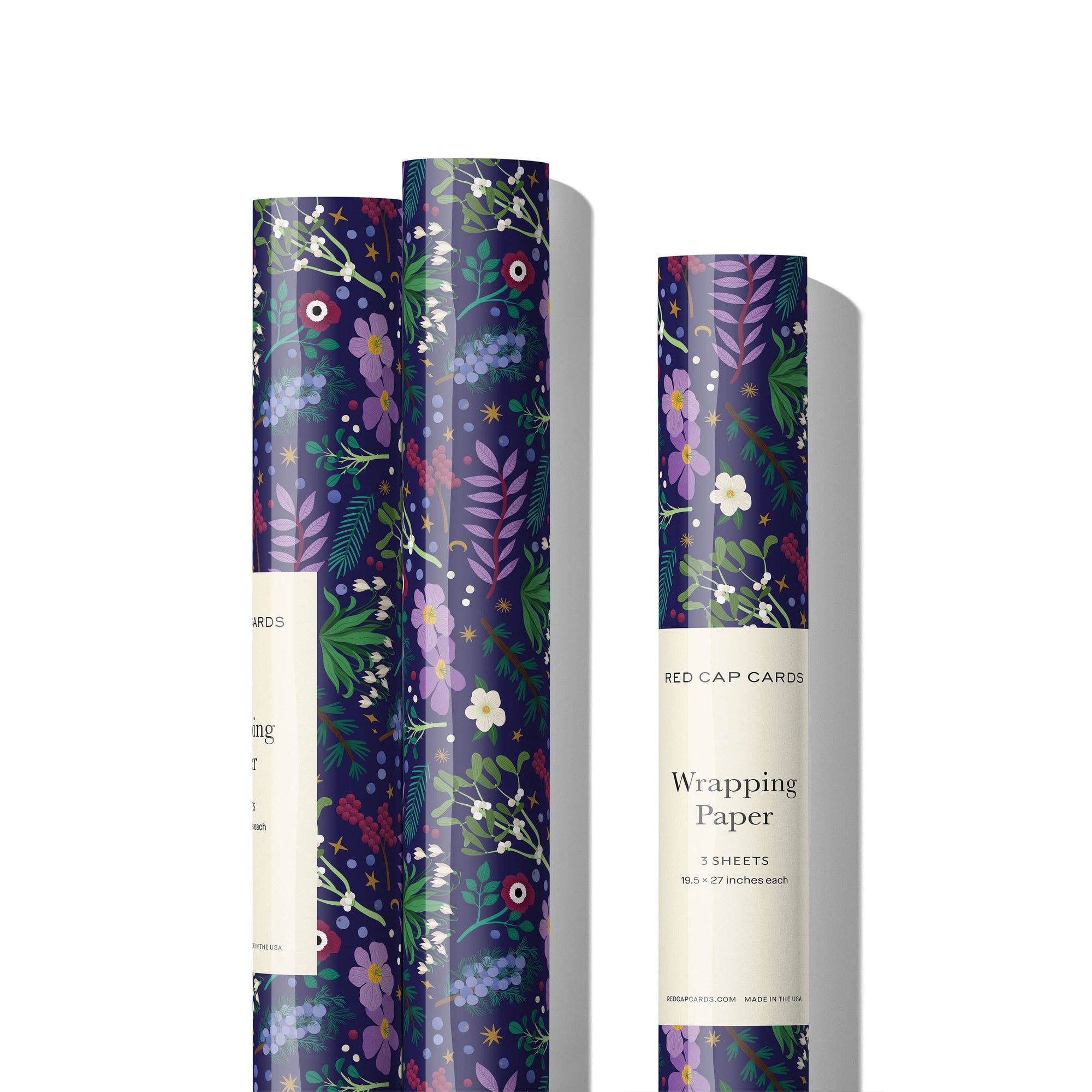 Winter Botanicals holiday wrapping paper -roll of 3 sheets
