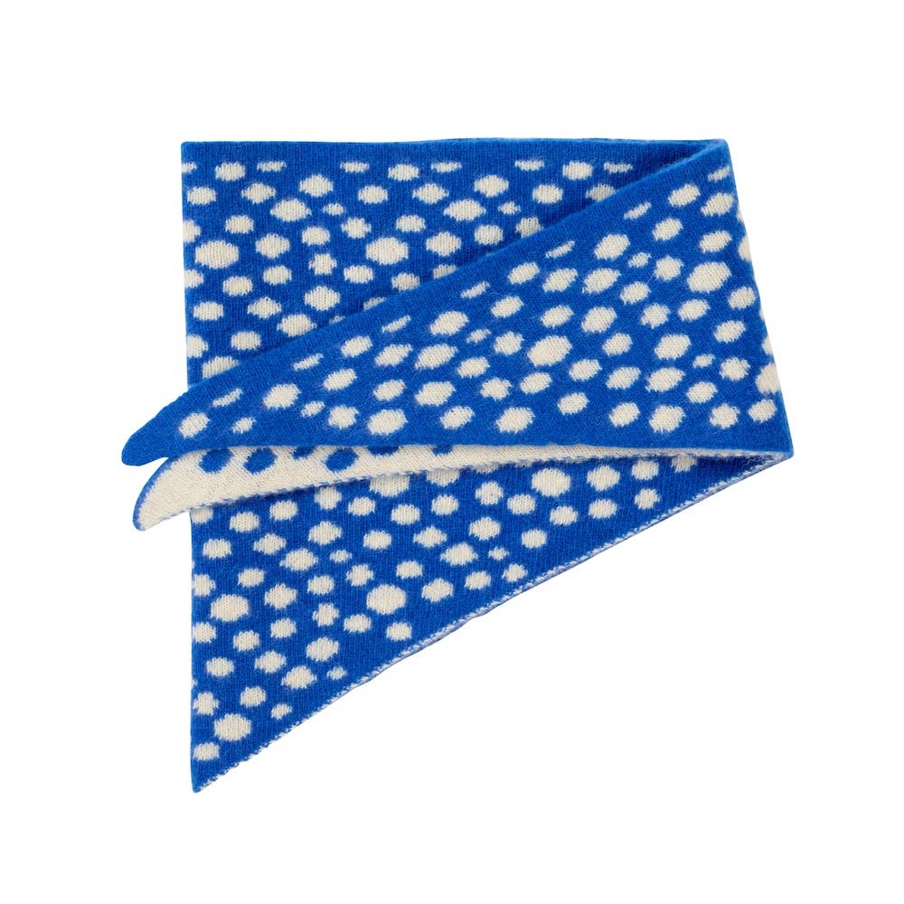 Blue and white patterned fabric on a white background