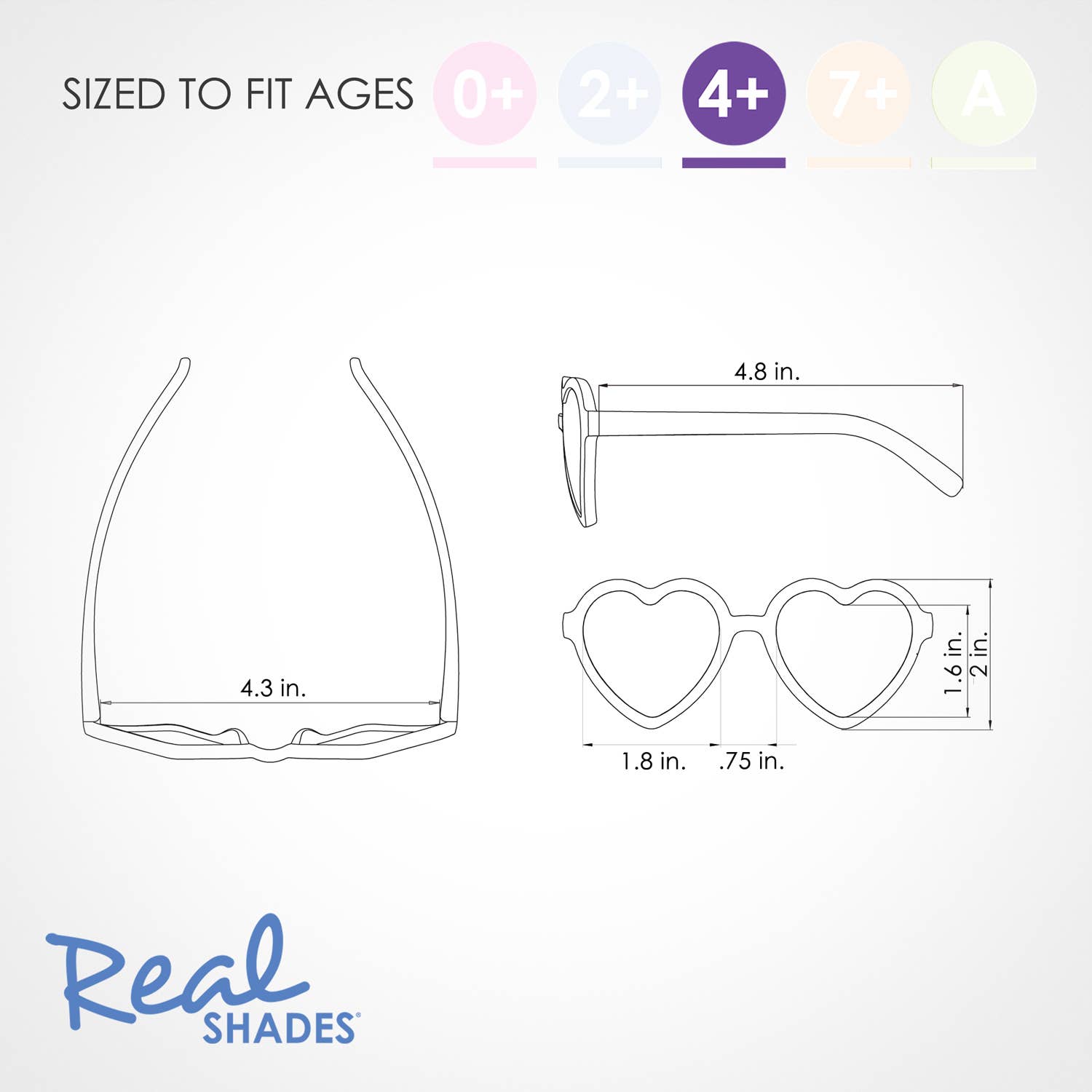 Heart Flexible Kids Sunglasses for Kids - Ages 4+