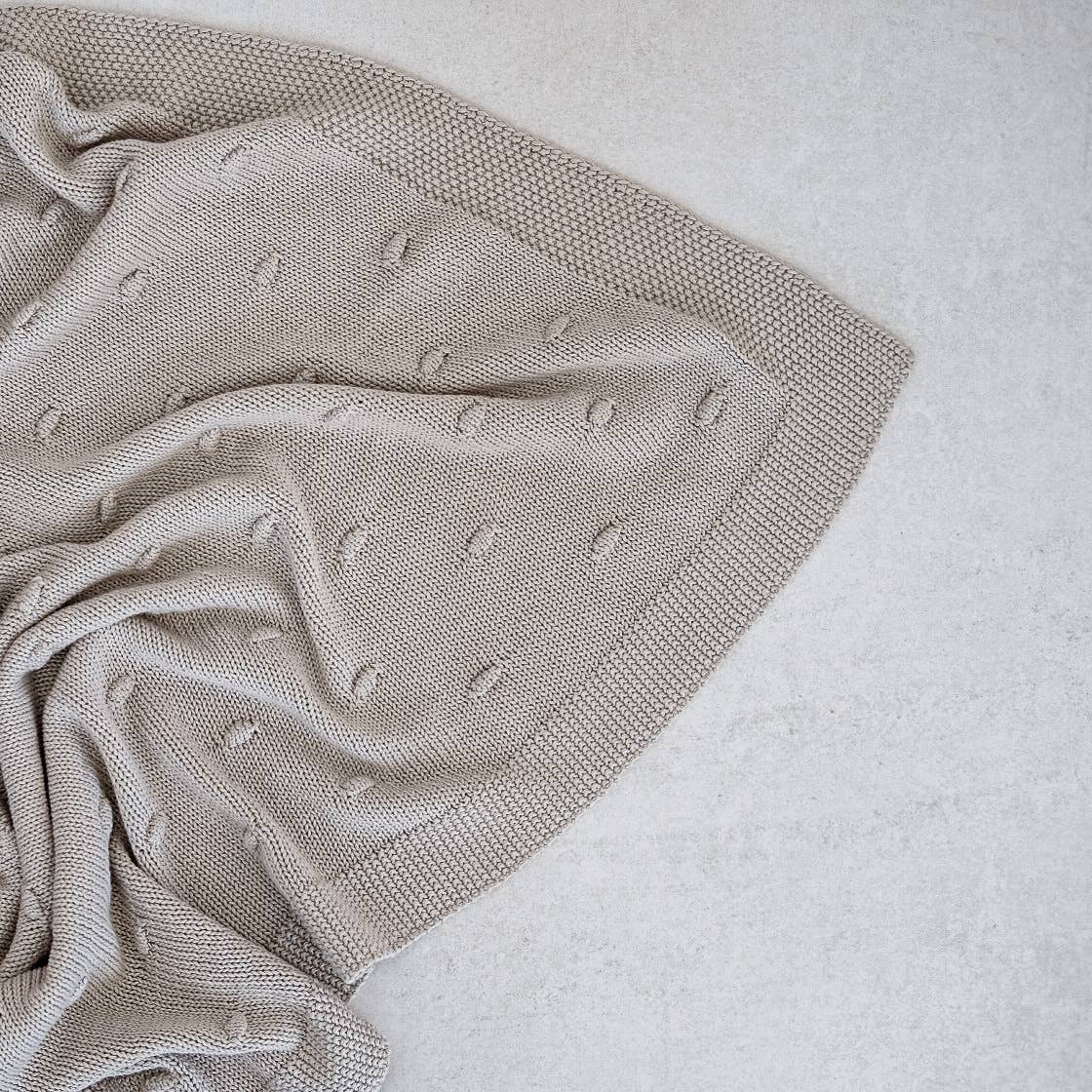 Organic Cotton Knitted Blanket -Warm Stone