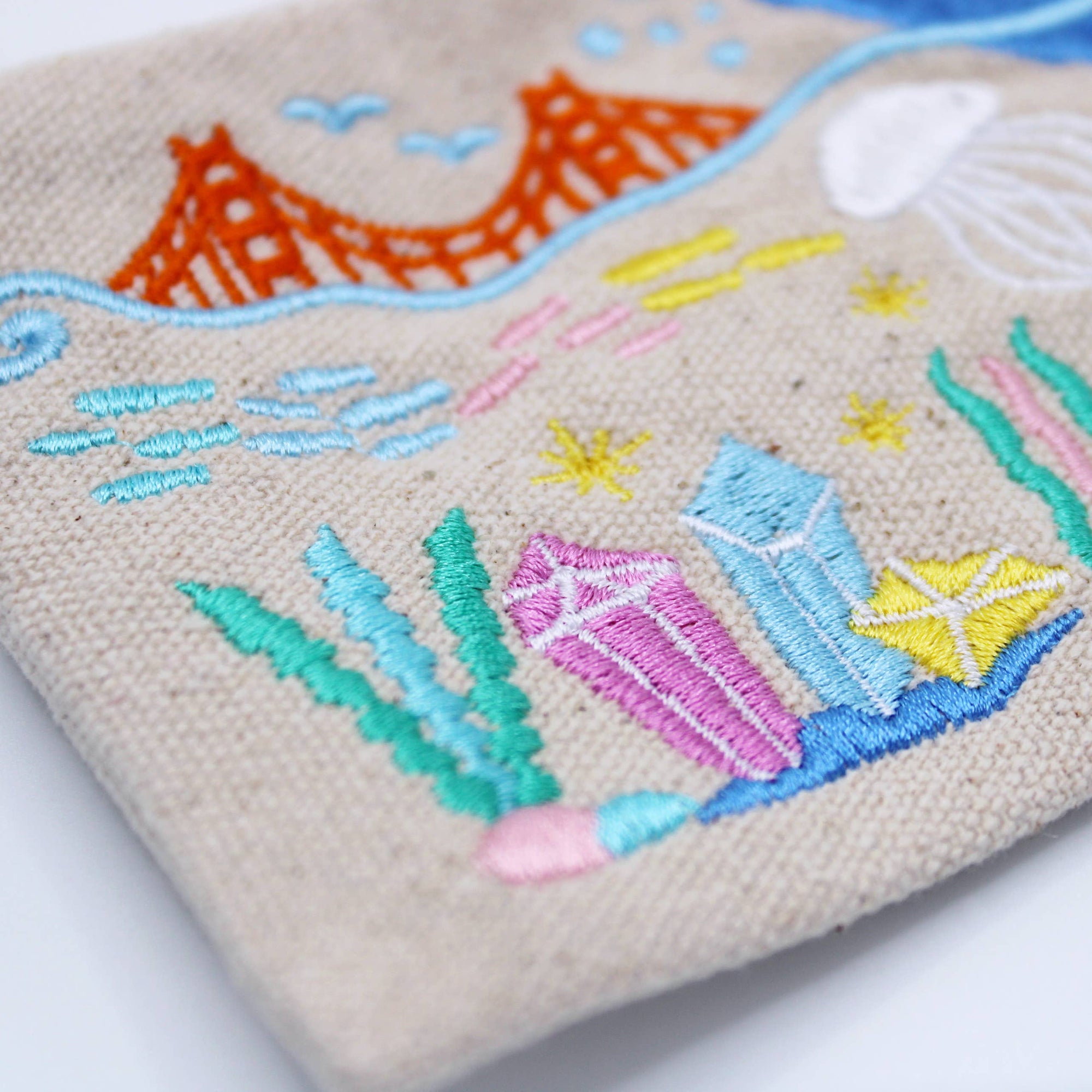 Embroidered San Francisco Sea Life Coin Purse