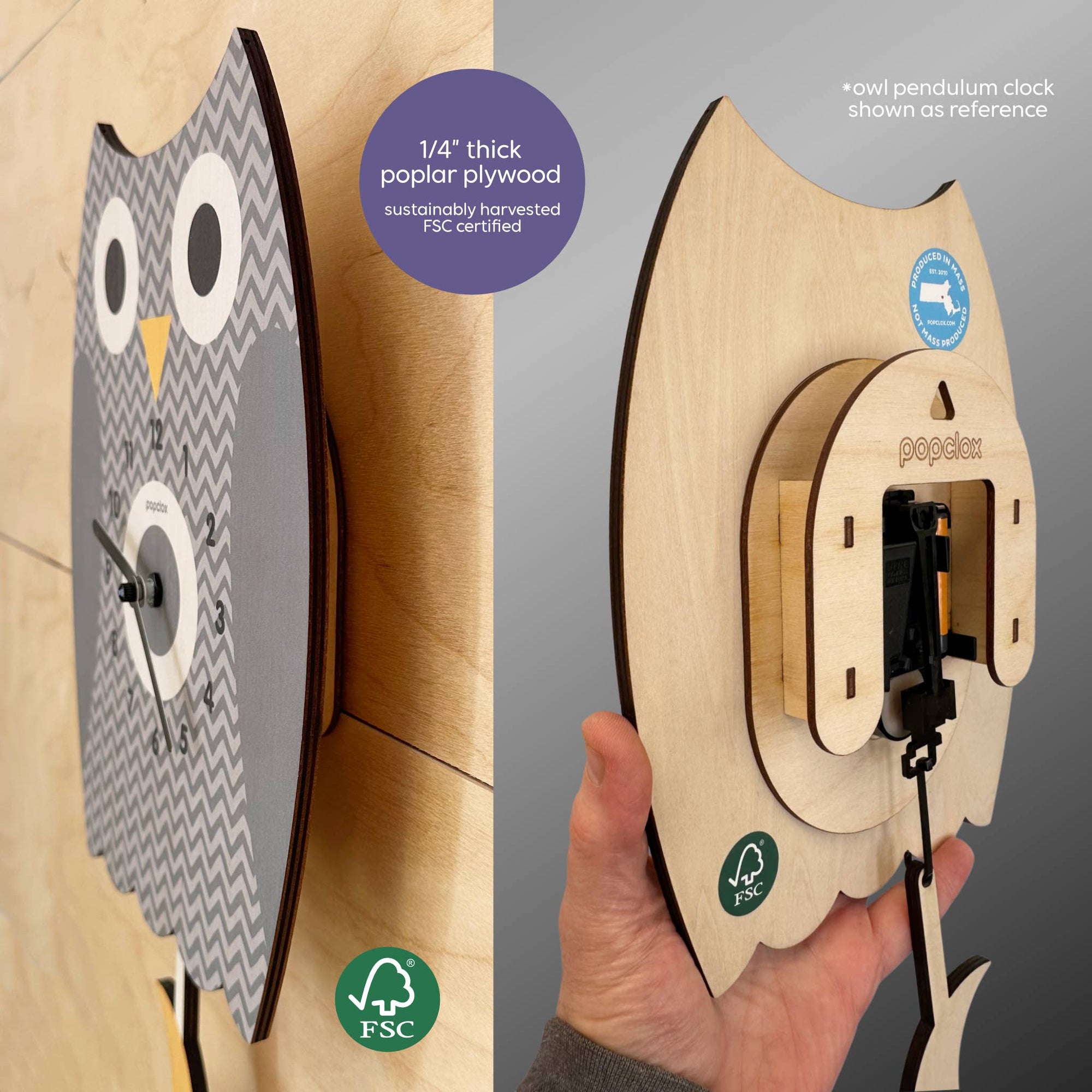 Red Panda Pendulum Clock - Wood