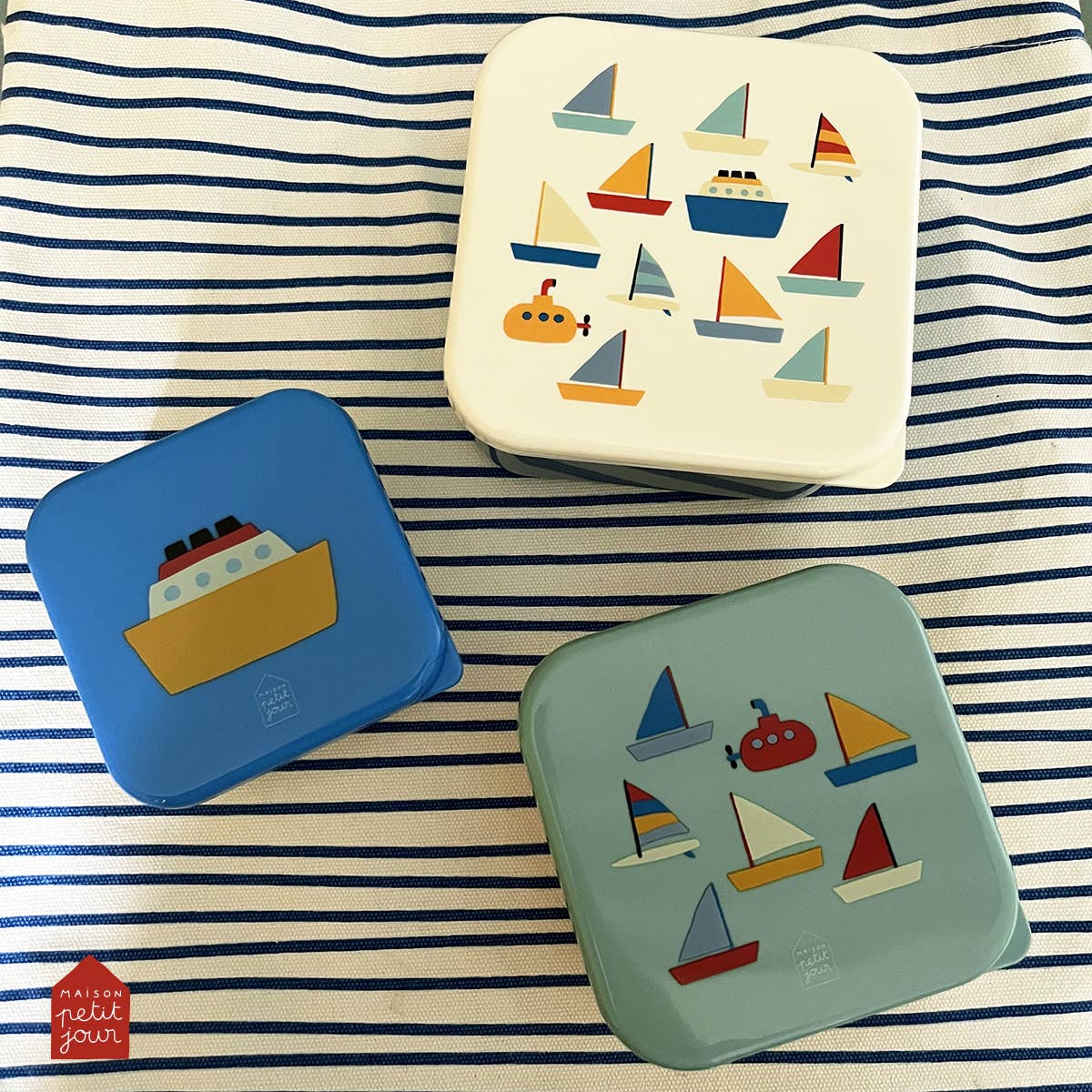 Set of 3 lunch boxes -The Boats