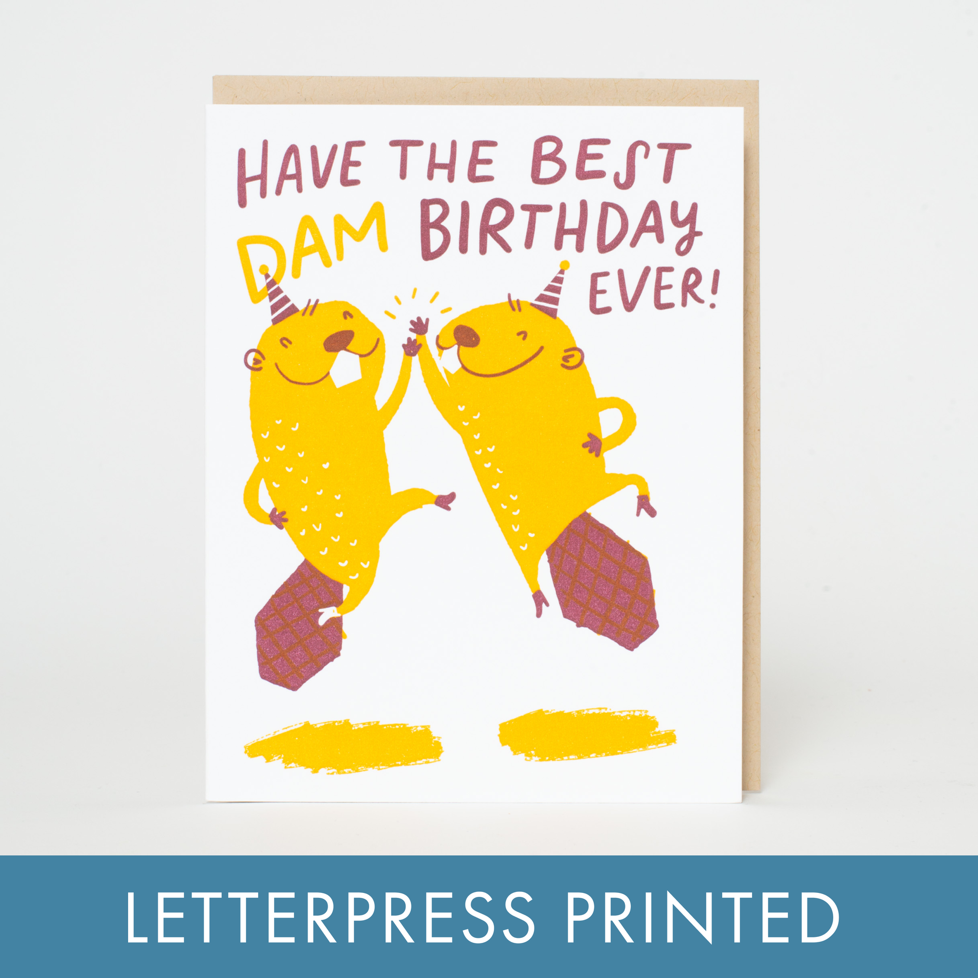 Birthday Beavers Letterpress Card