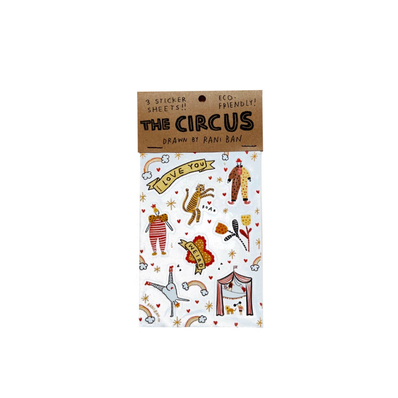 CIRCUS STICKER SHEETS - packs of 3