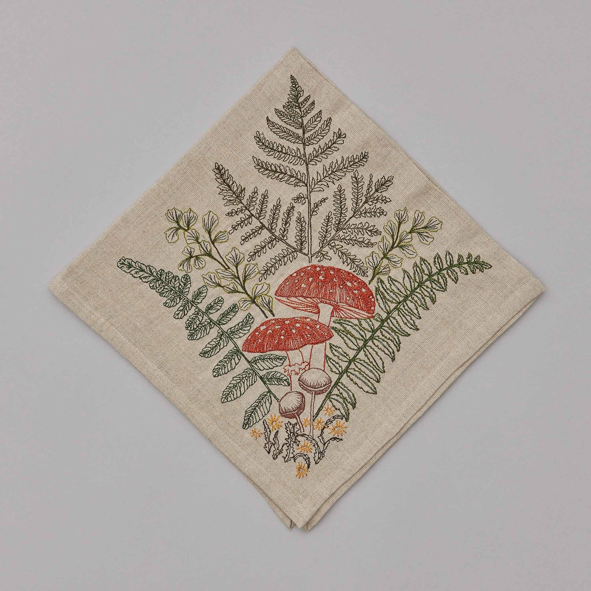 Mushrooms and Ferns Bouquet Dinner Napkin