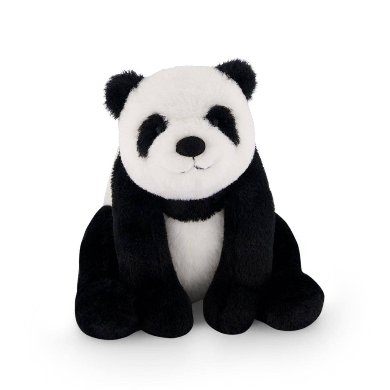 Plush panda toy on a white background