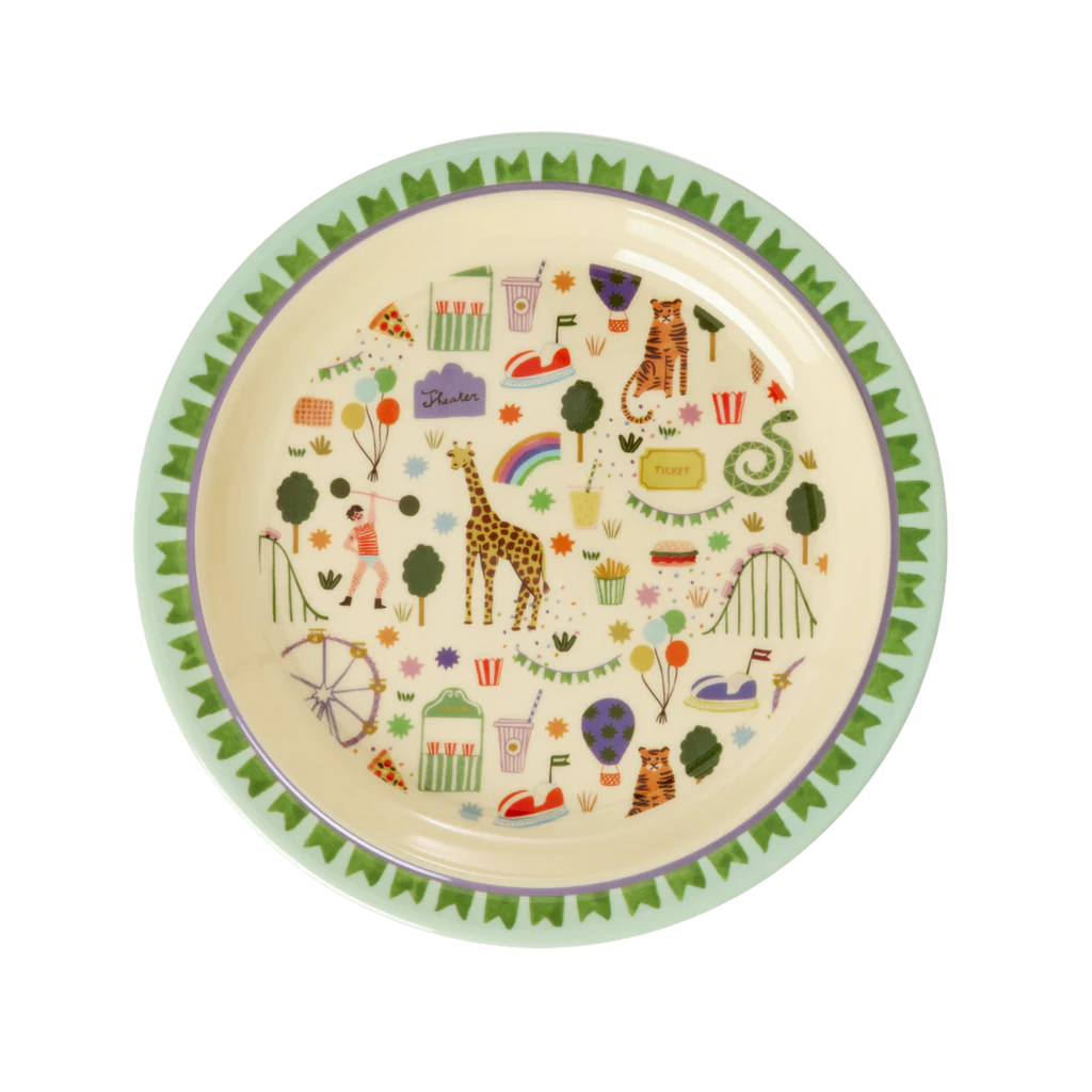 Melamine Kids Plate - Fun Fair Mint Print