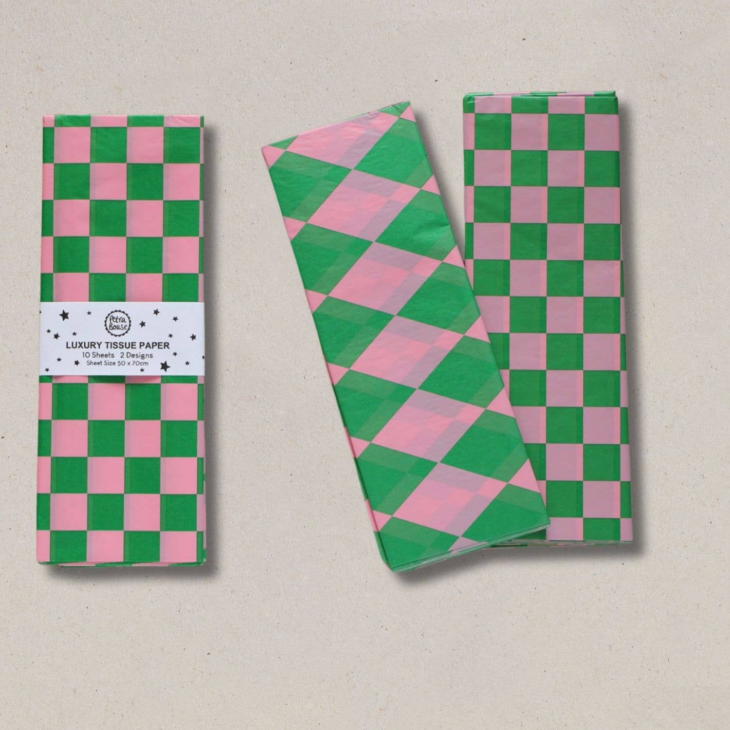 Luxury Tissue Paper Chequerboard/Diamond - Green/Pink