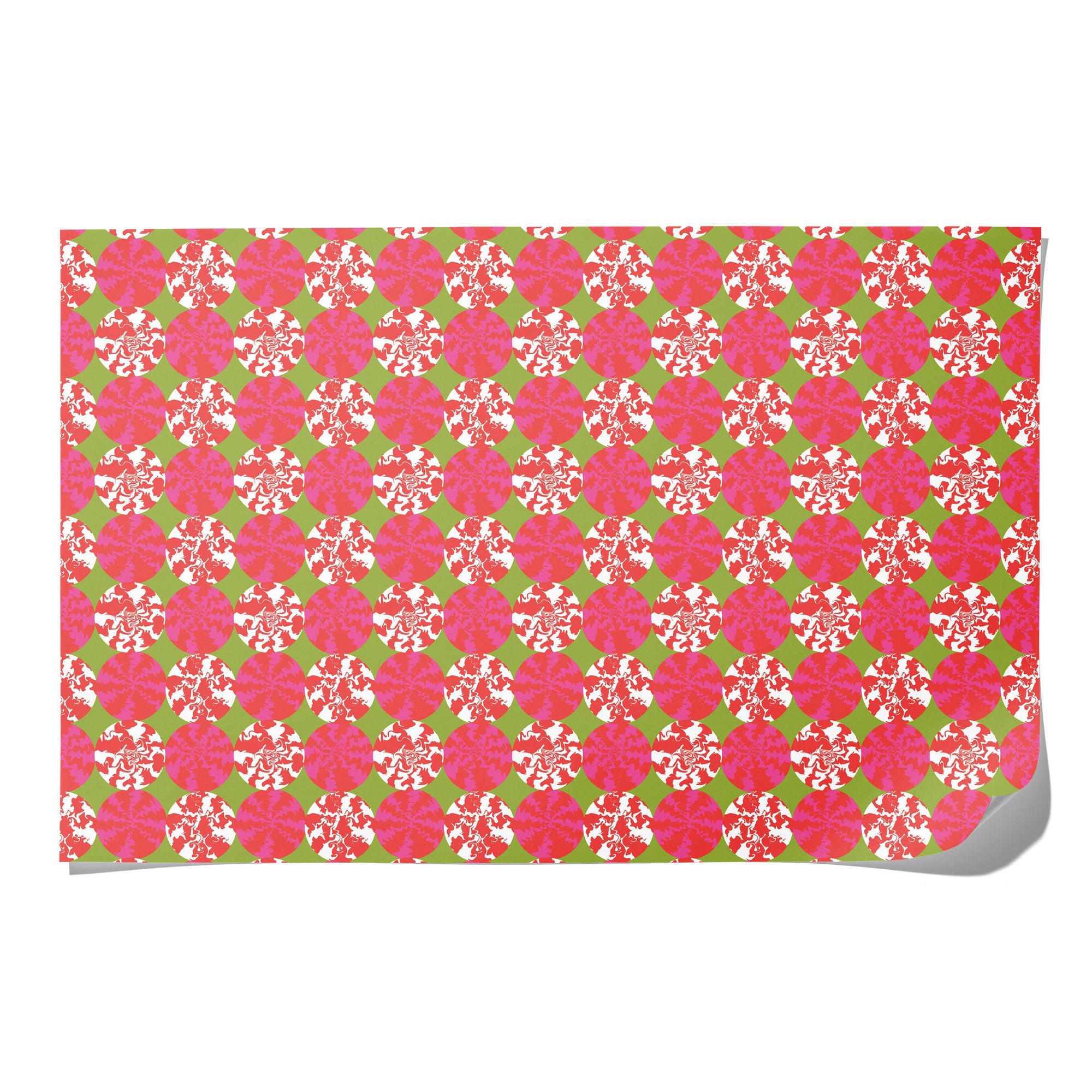 Rectangular pouch with a pink and green floral pattern on a white background