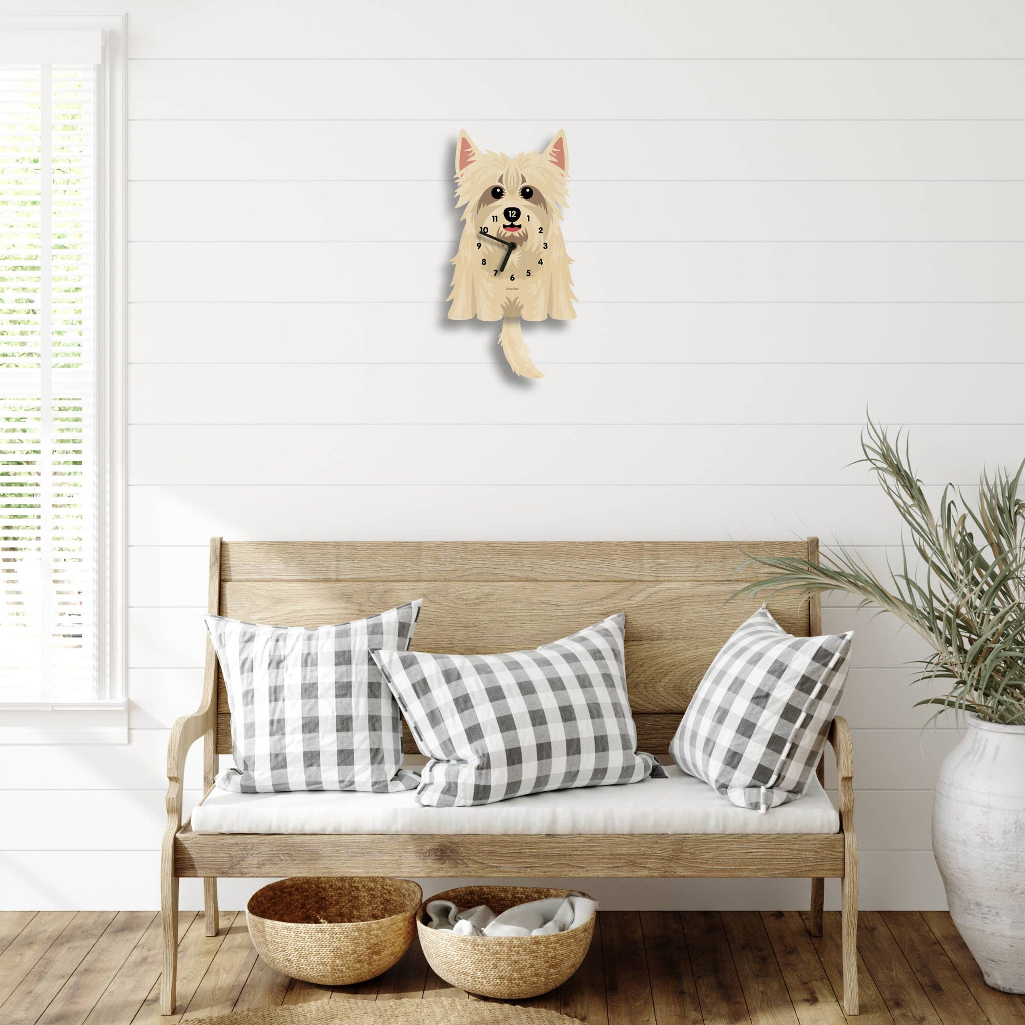 Westie Pendulum Clock - Wood