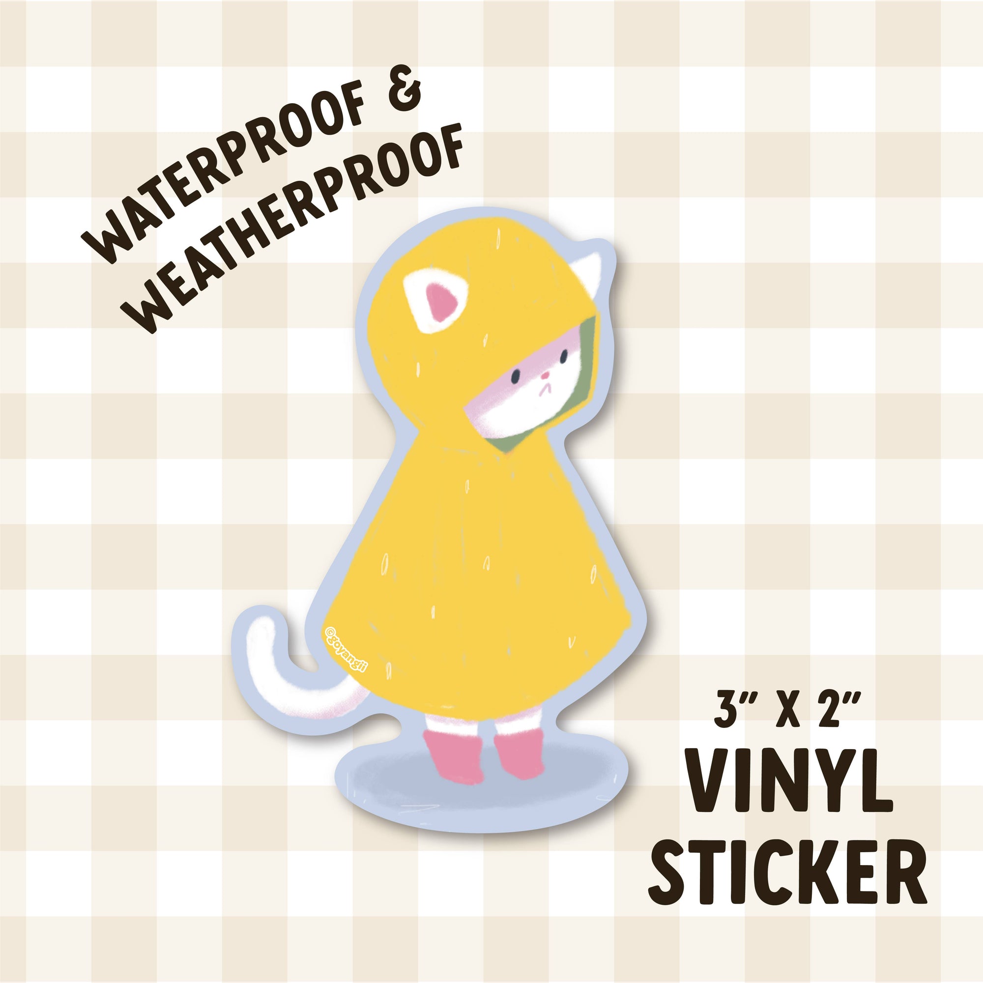 Rainy Cat Waterproof Vinyl Sticker
