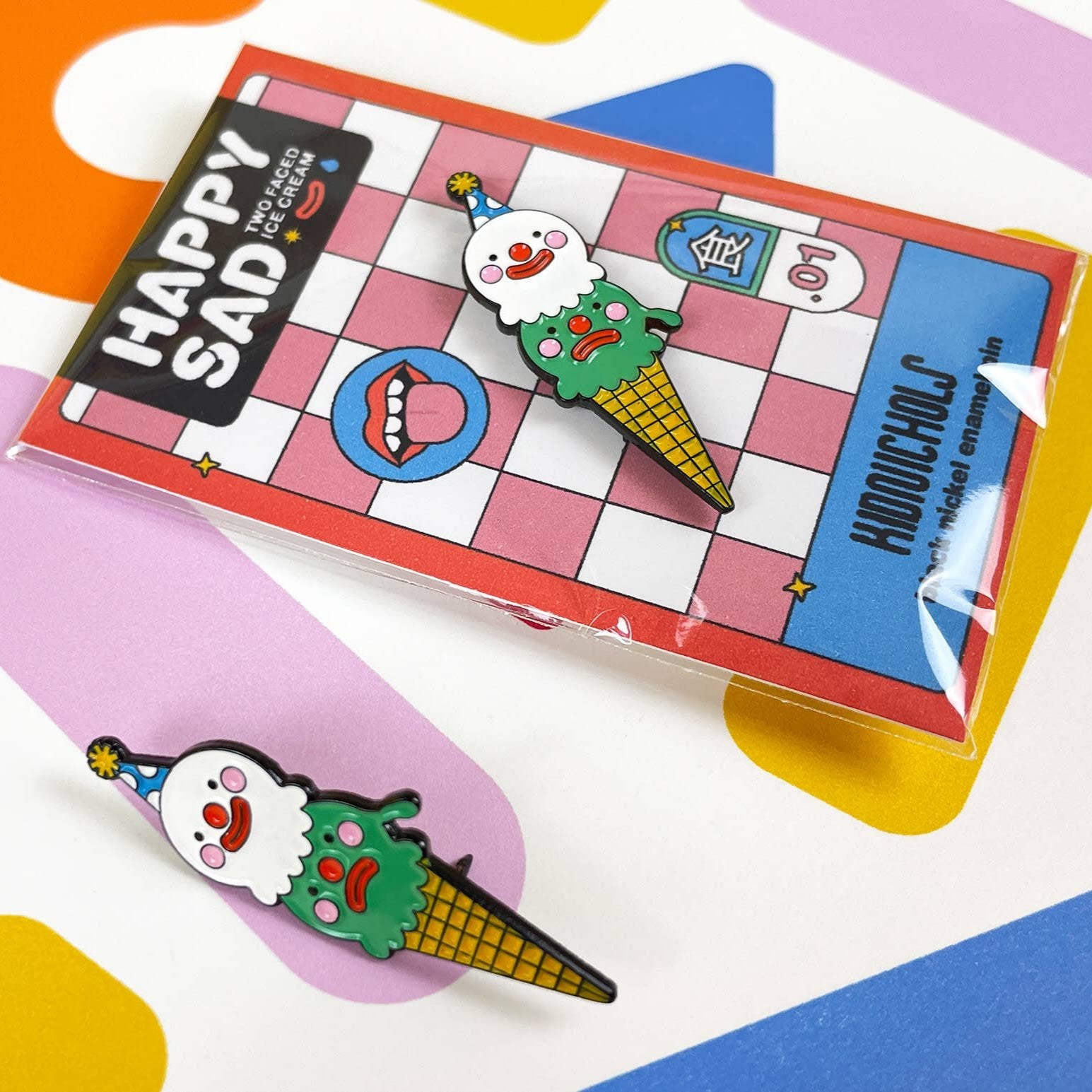 *B-Grade* Happy/sad Ice Cream Hard Enamel Pin