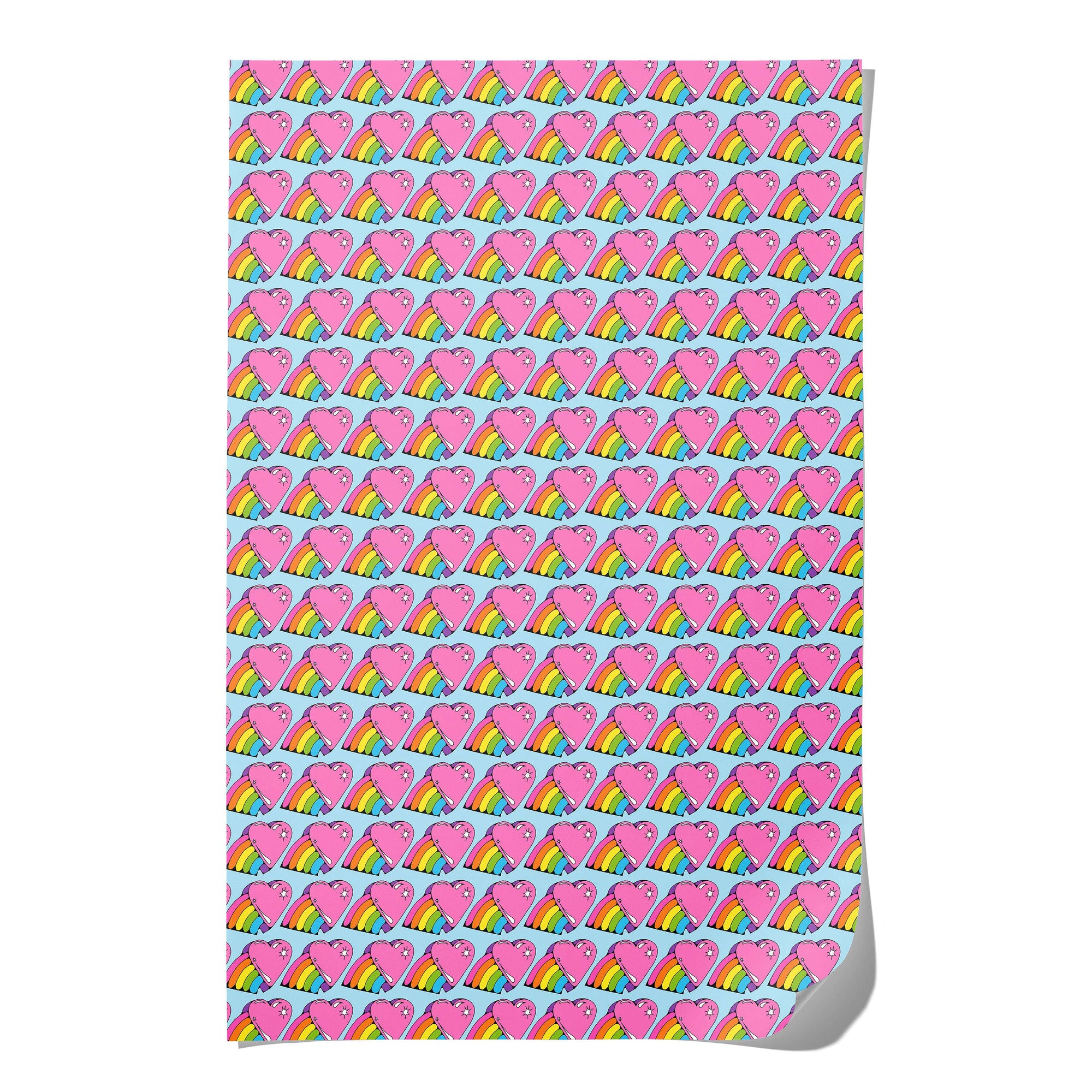 Rainbow Hearts wrapping paper -Single sheet