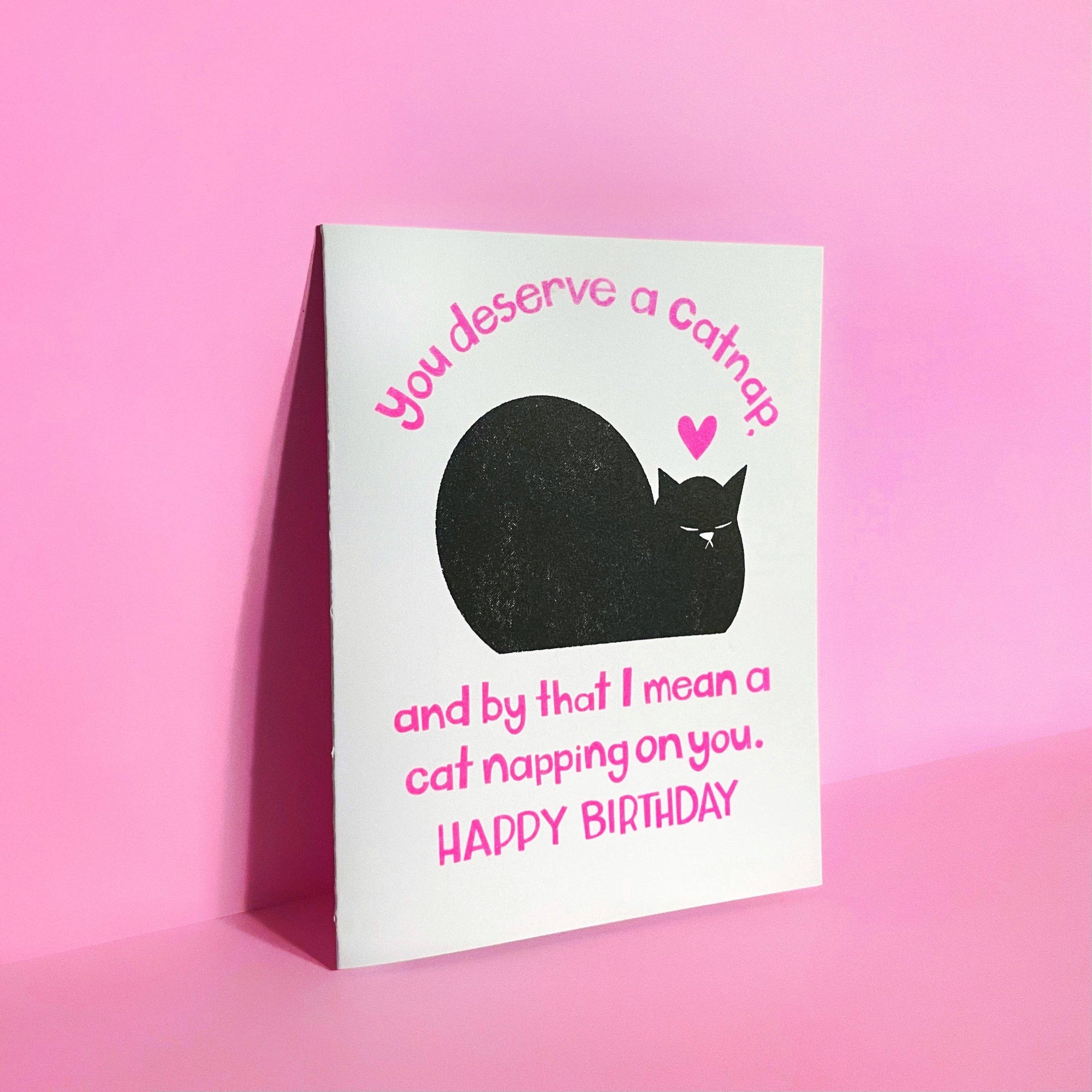 Cat Nap Birthday - Cute Risograph Greeting Card