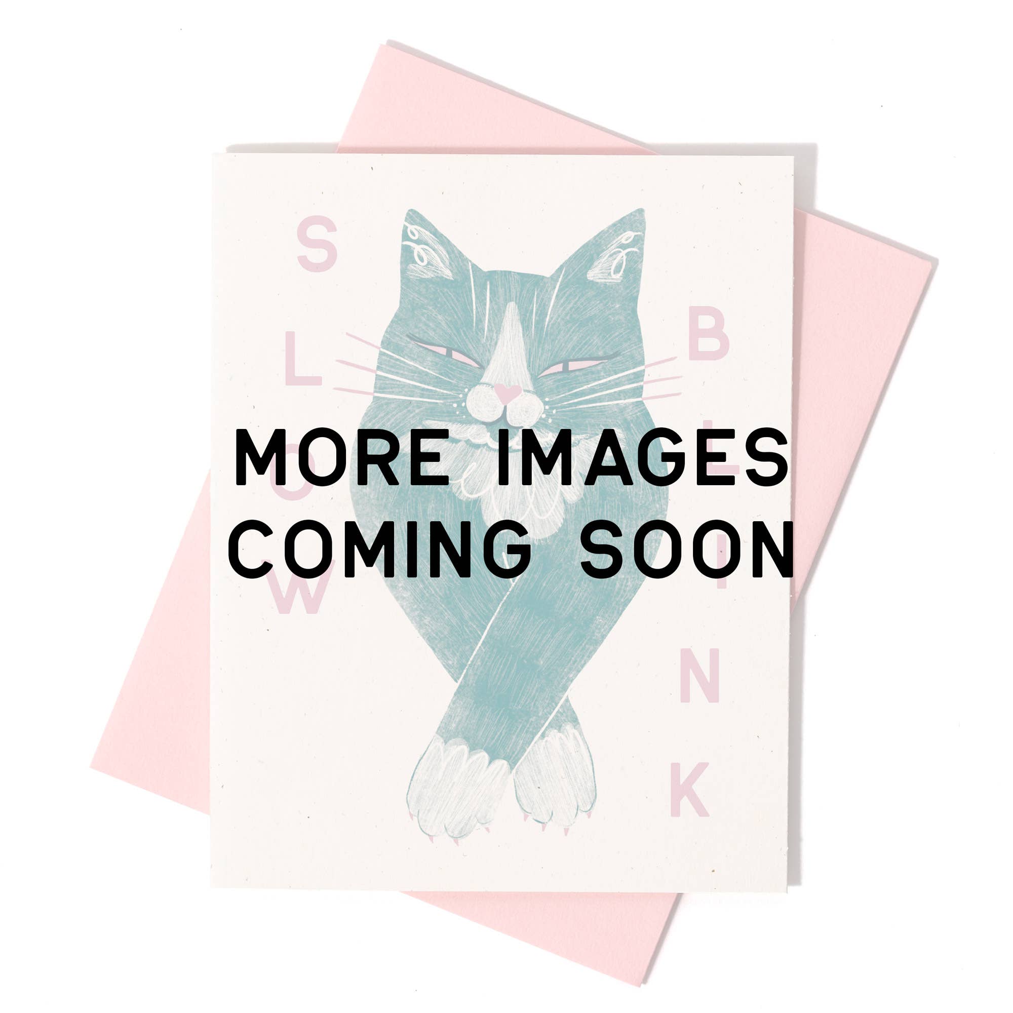 Slow Blink Cat - Risograph Greeting Card