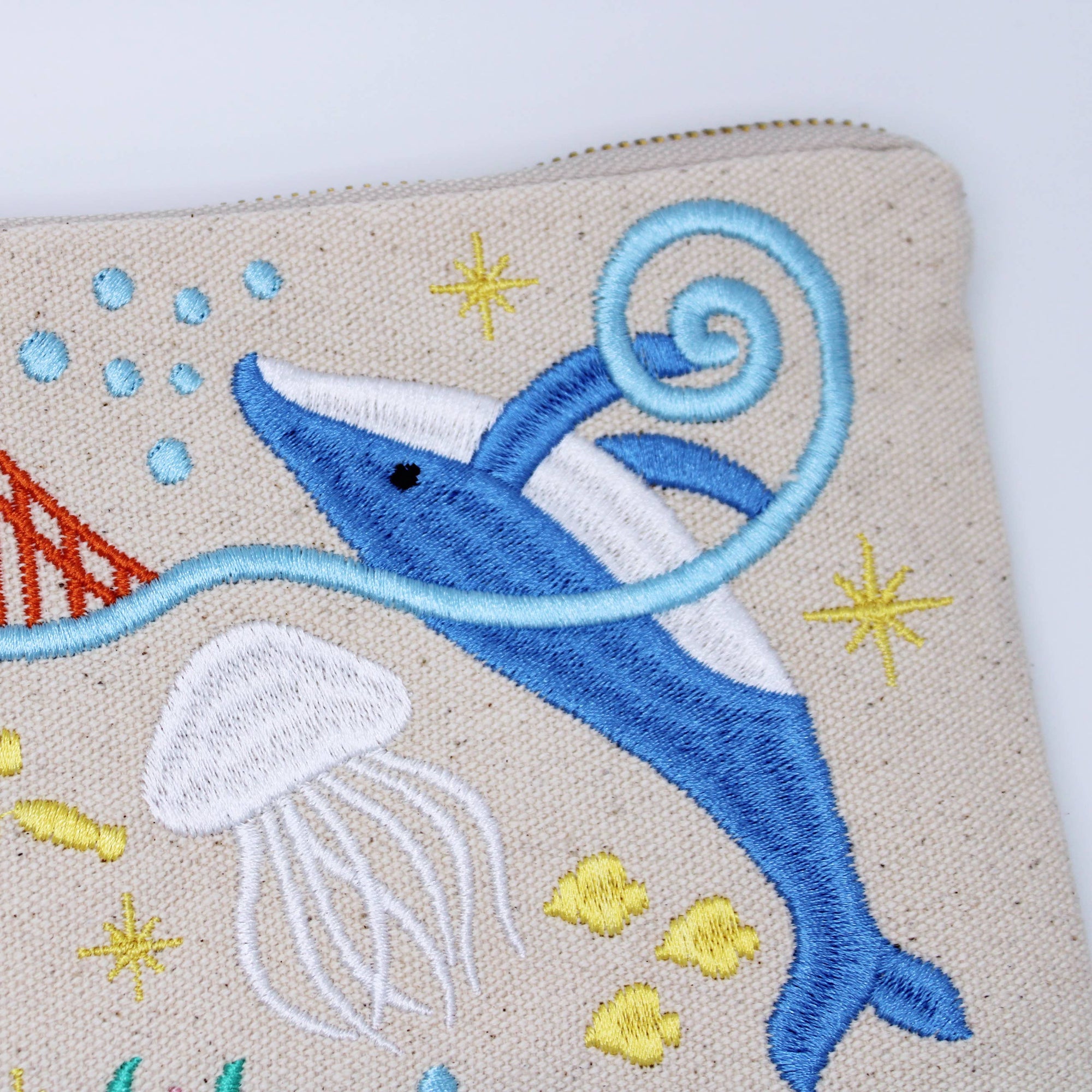 Embroidered San Francisco Sea Life Pouch