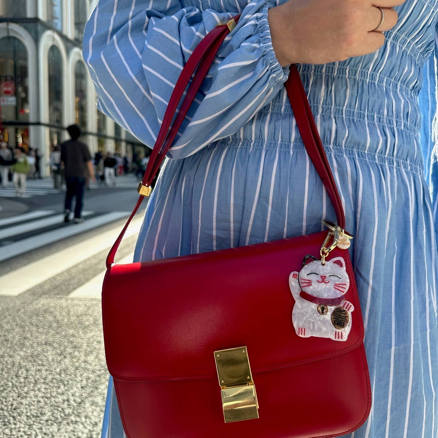 Hand-painted Lucky Cat Bag Charm & Keychain