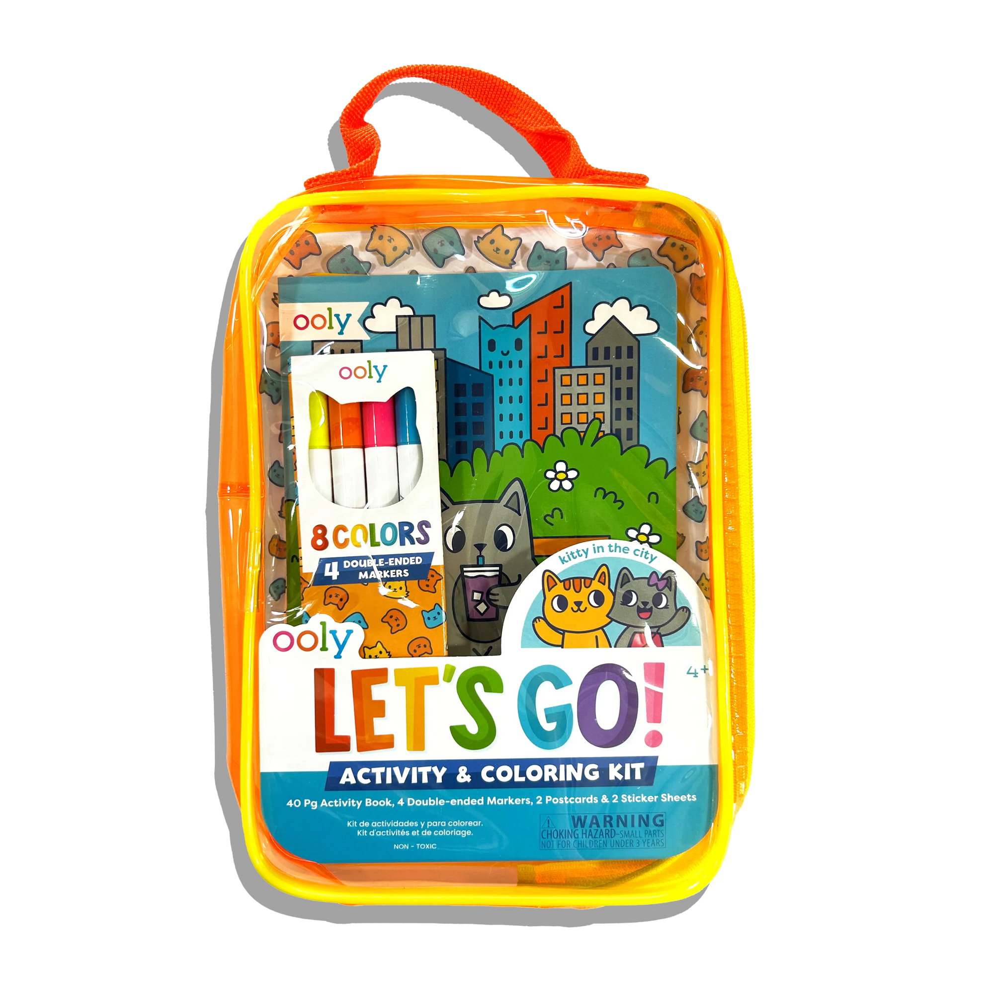 Ooly Let's Go! Activity and Coloring Kit packaging with colorful design and text.