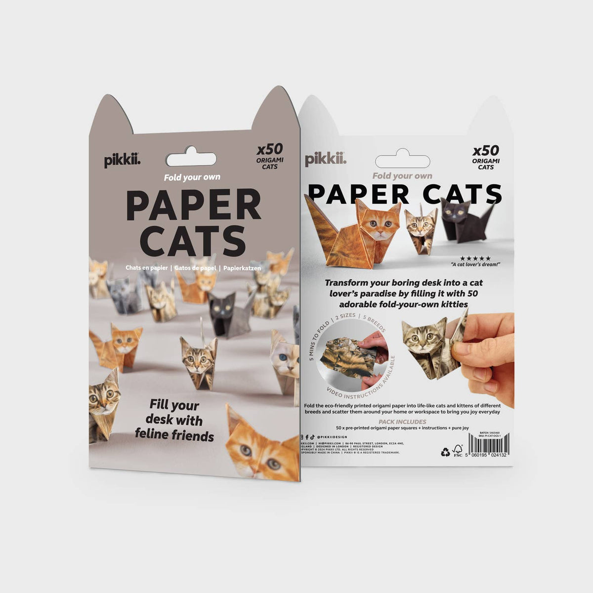 Two packages of pikki! Paper Cats on a white background