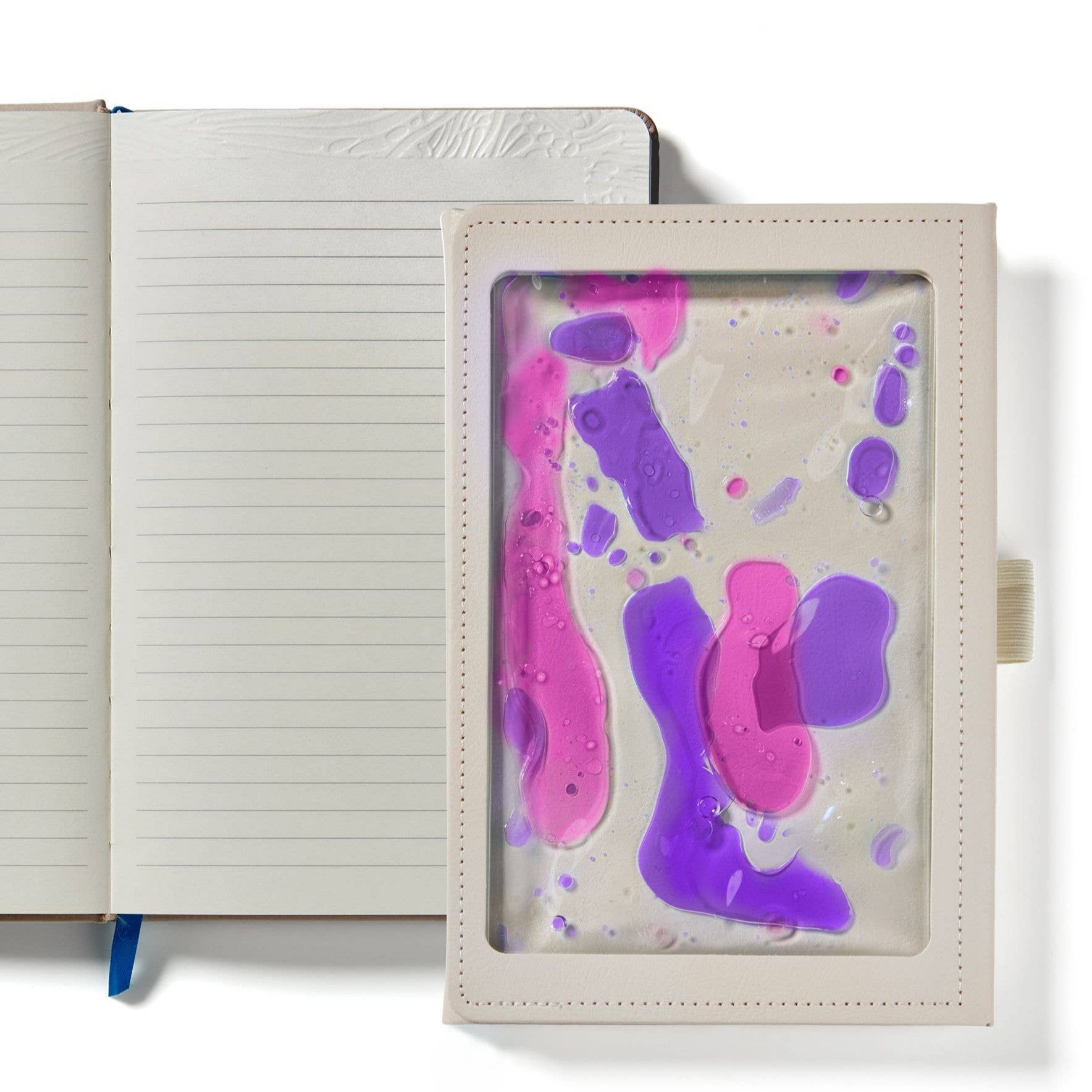 Notebook with a colorful abstract design on a white background