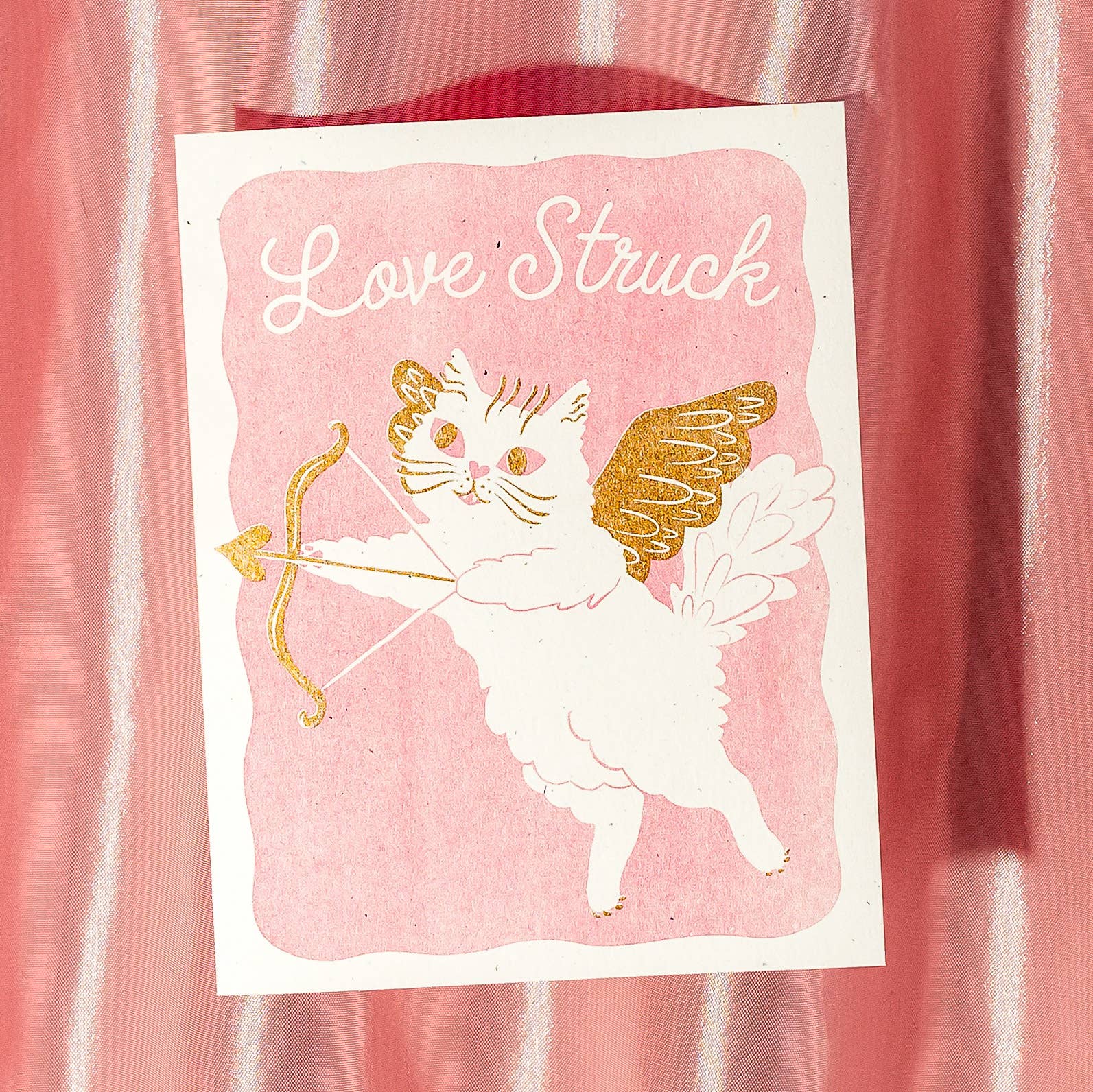 Love Struck Cat - Risograph Card