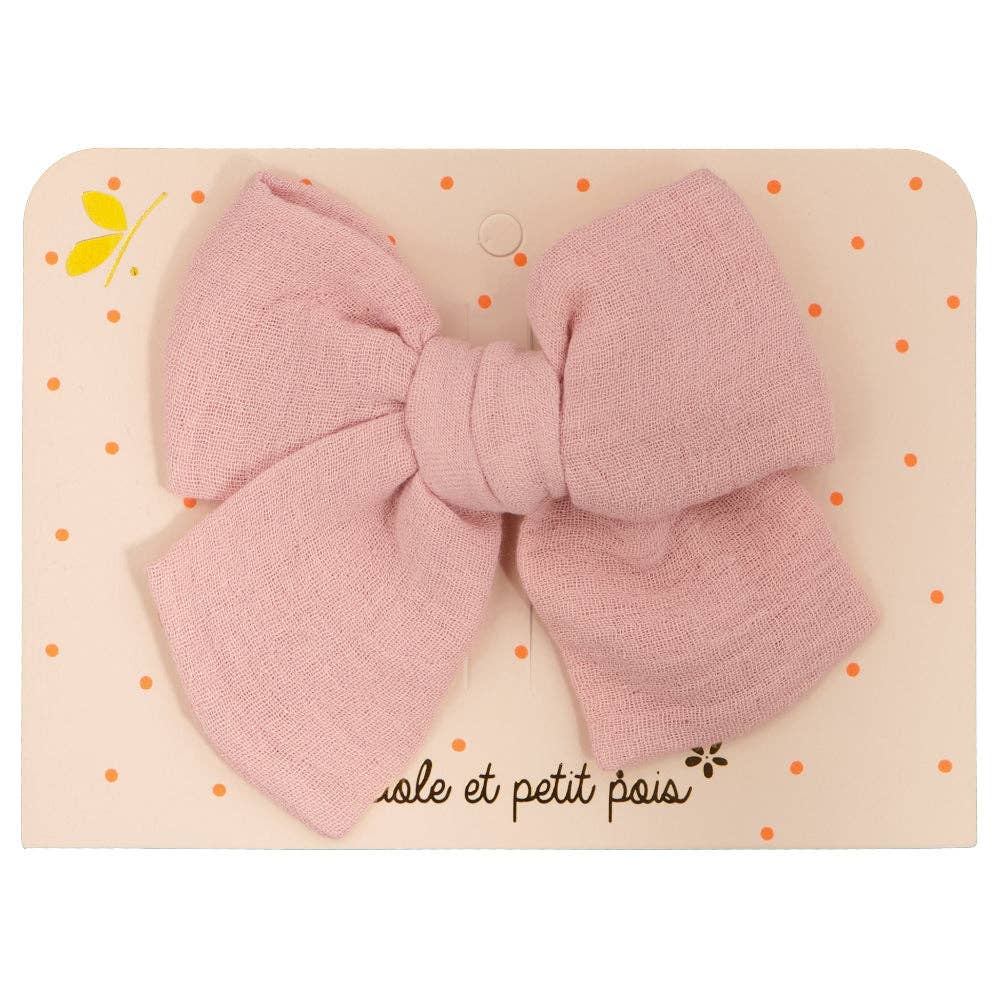 Princess large bow hair clip - Pink double gauze